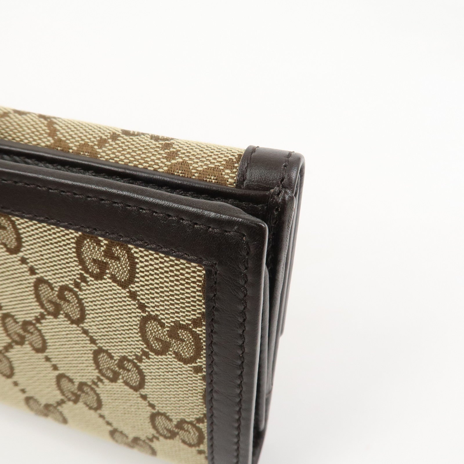 GUCCI Interlocking G GG Canvas Double Flap Long Wallet Brown 282426