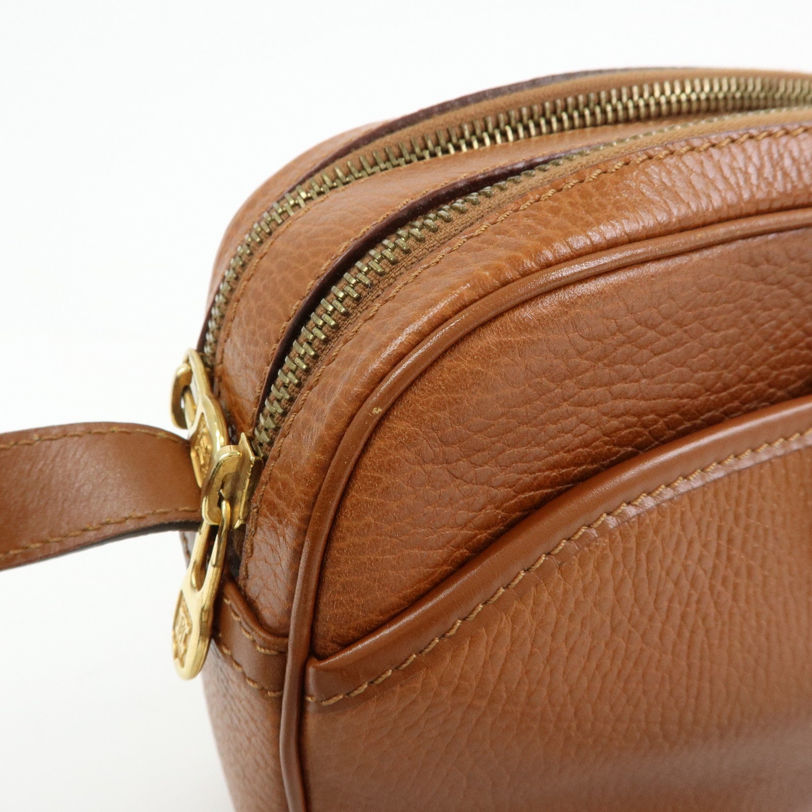 CELINE Leather Shoulder Bag Crossbody Bag Brown