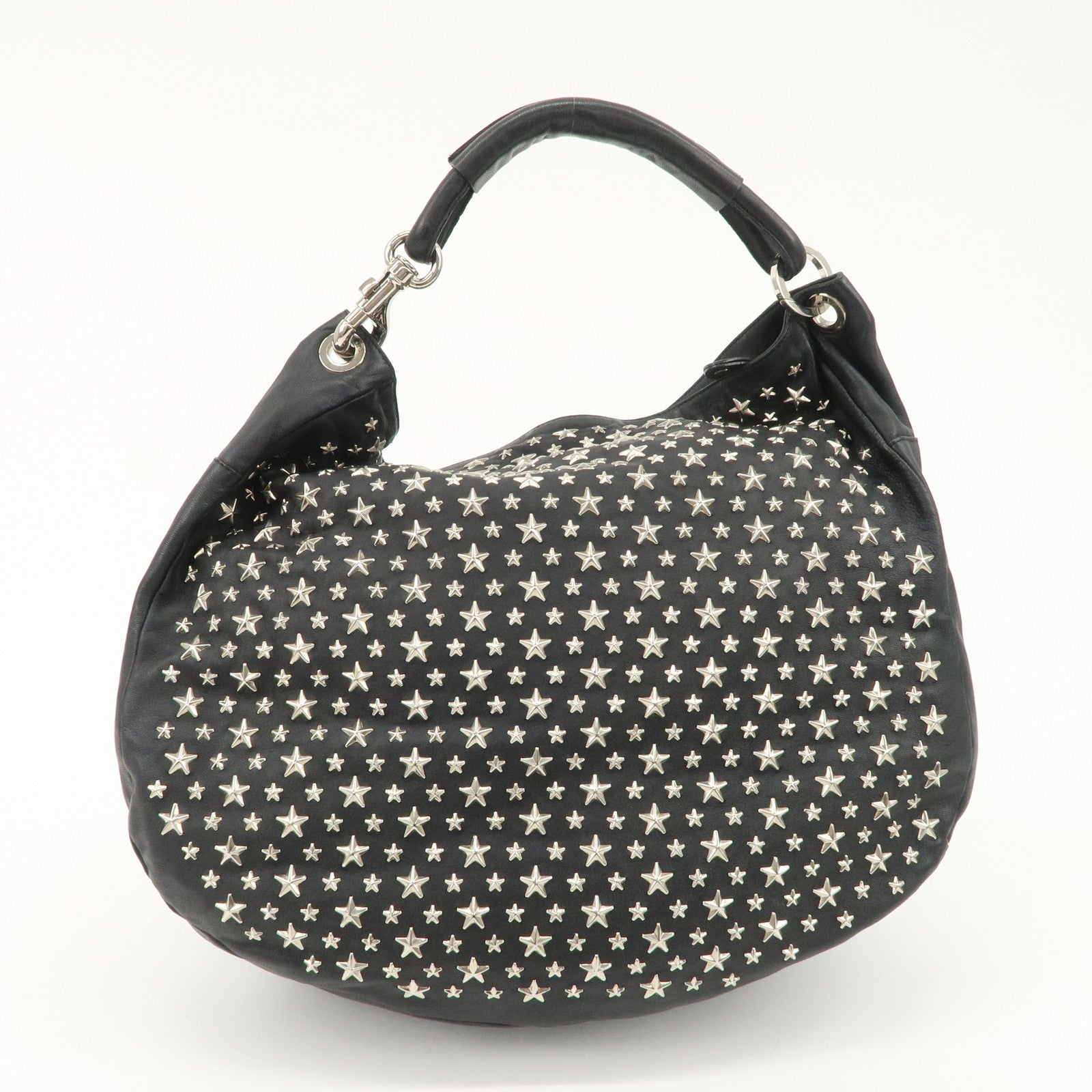 JIMMY CHOO Sky Bag Studs Leather Shoulder Bag Black