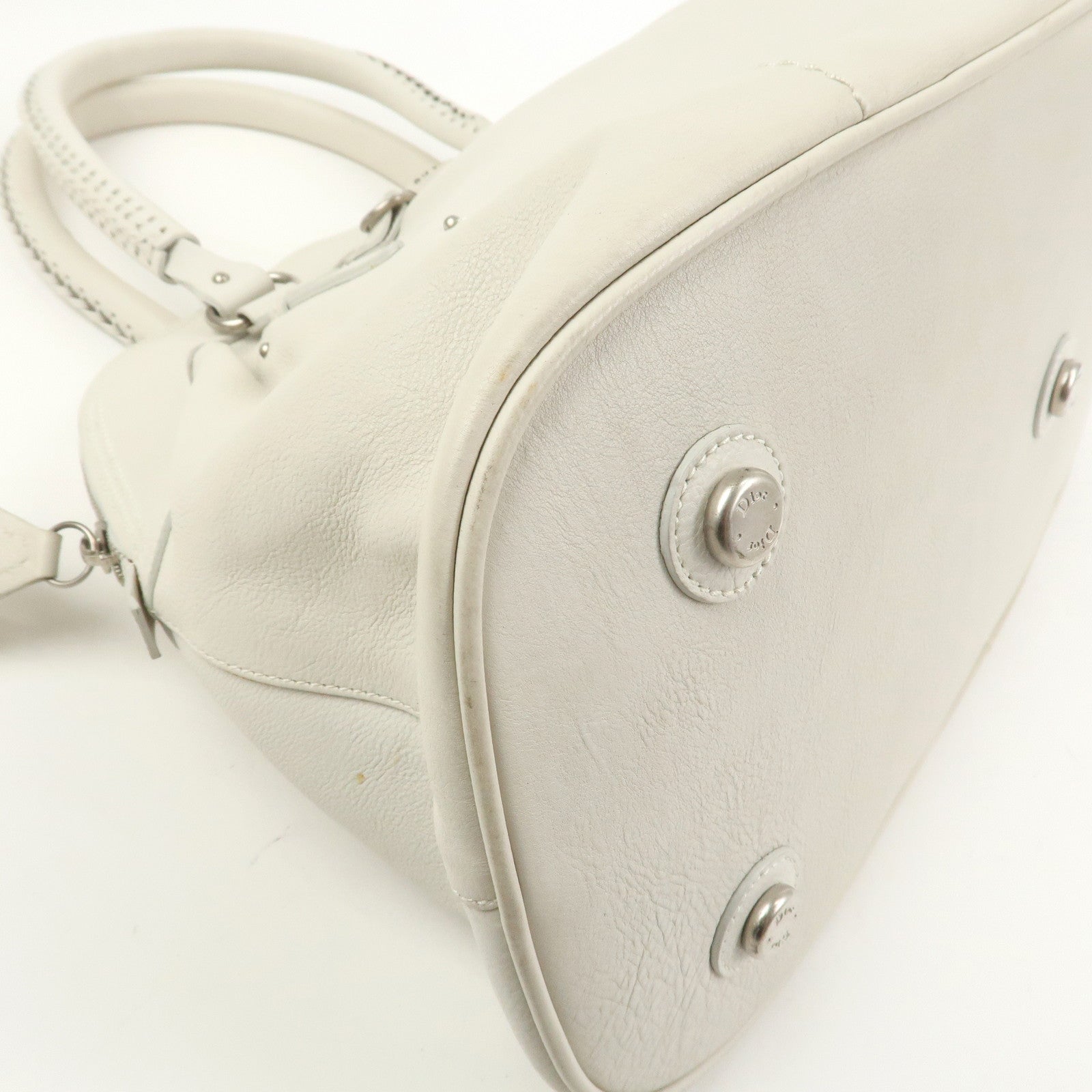 Christian Dior Leather Shoulder Bag Hand Bag White 10-RU-0037