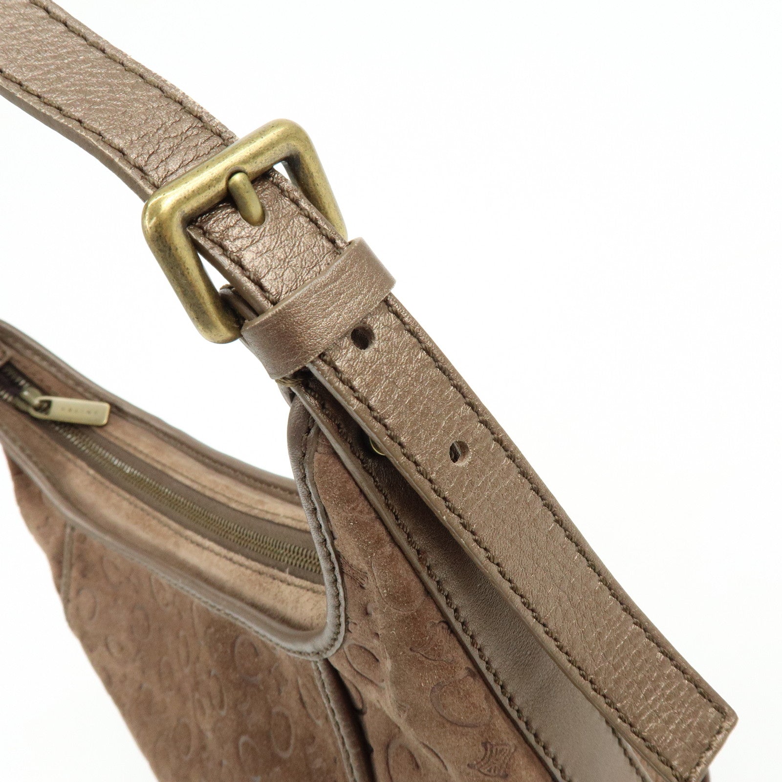 CELINE C Macadam Suede Leather Shoulder Bag Hand Bag Brown