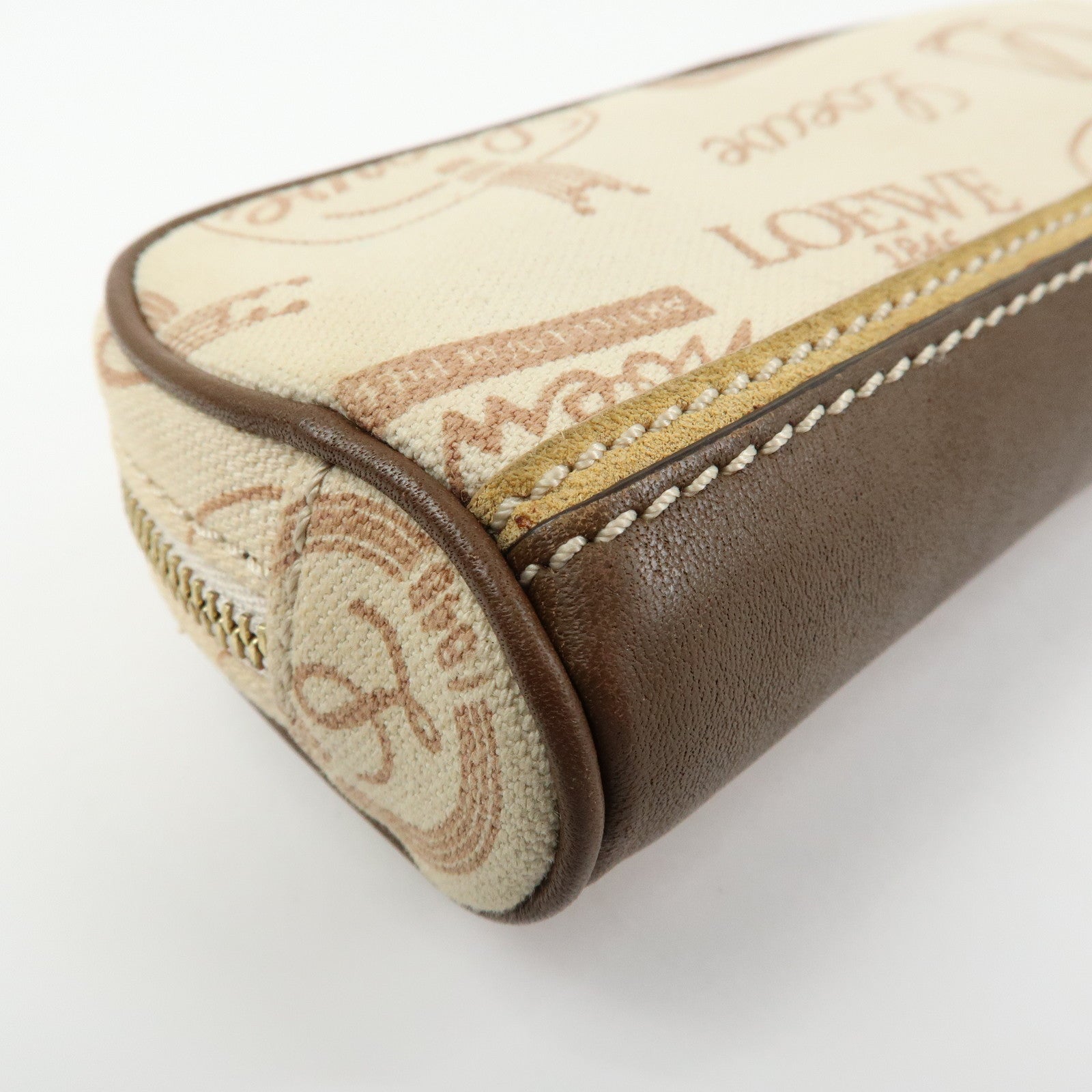 LOEWE Anniversary Canvas Leather Pouch Cosmetic Pouch Ivory Brown