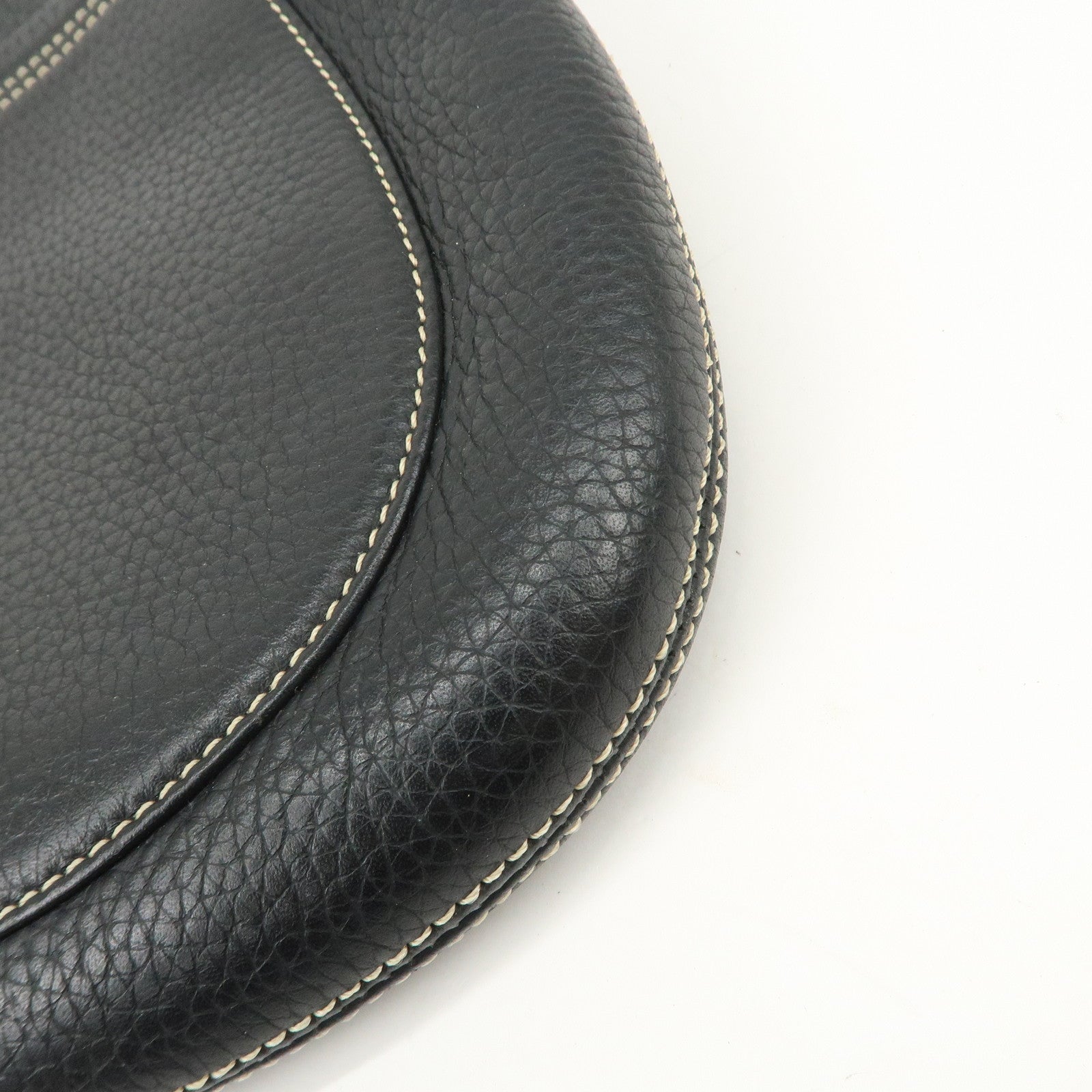 MCM Logo Plate Leather Shoulder Bag Hand Bag Black