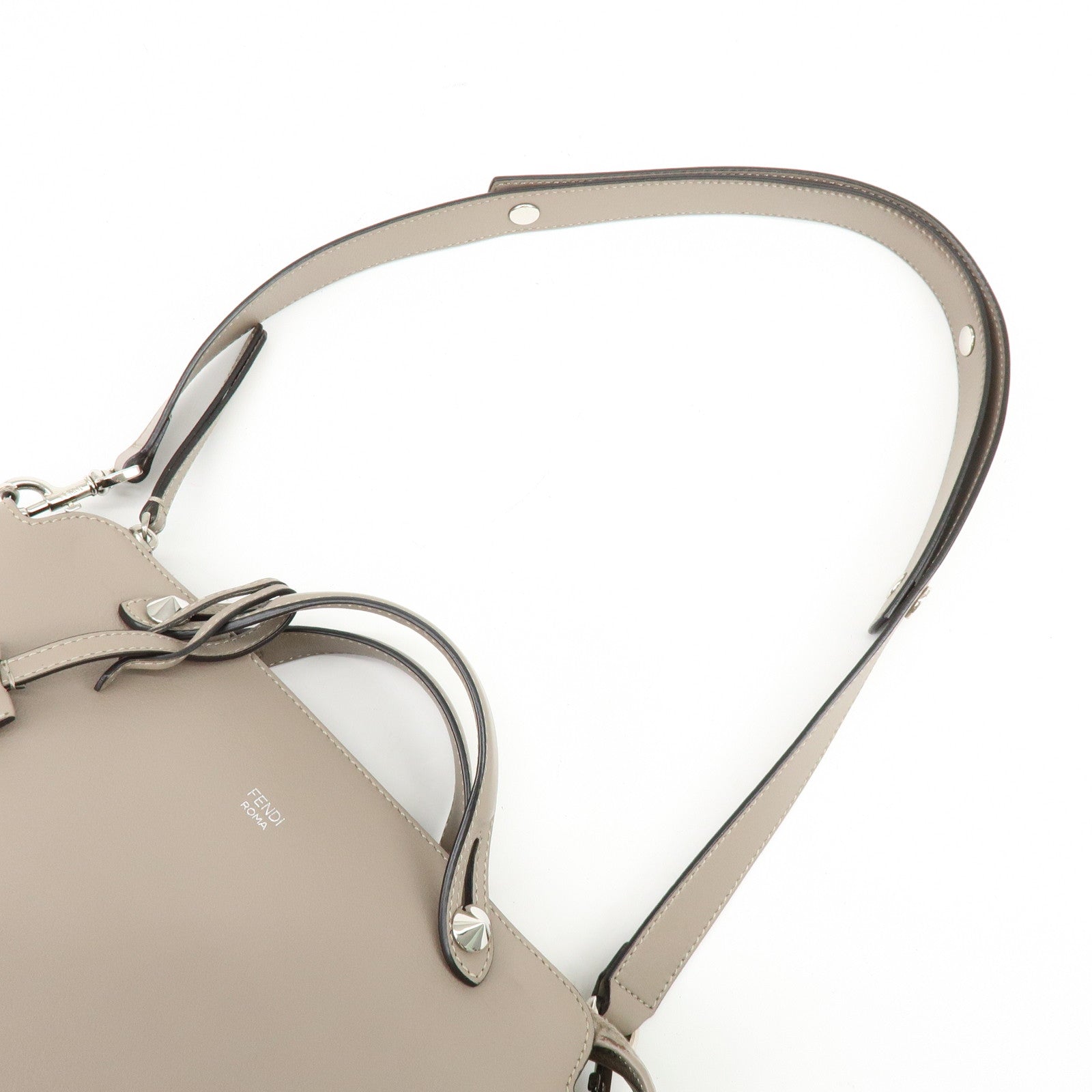 FENDI BY THE WAY Medium Leather 2Way Hand Bag Greige 8BL124