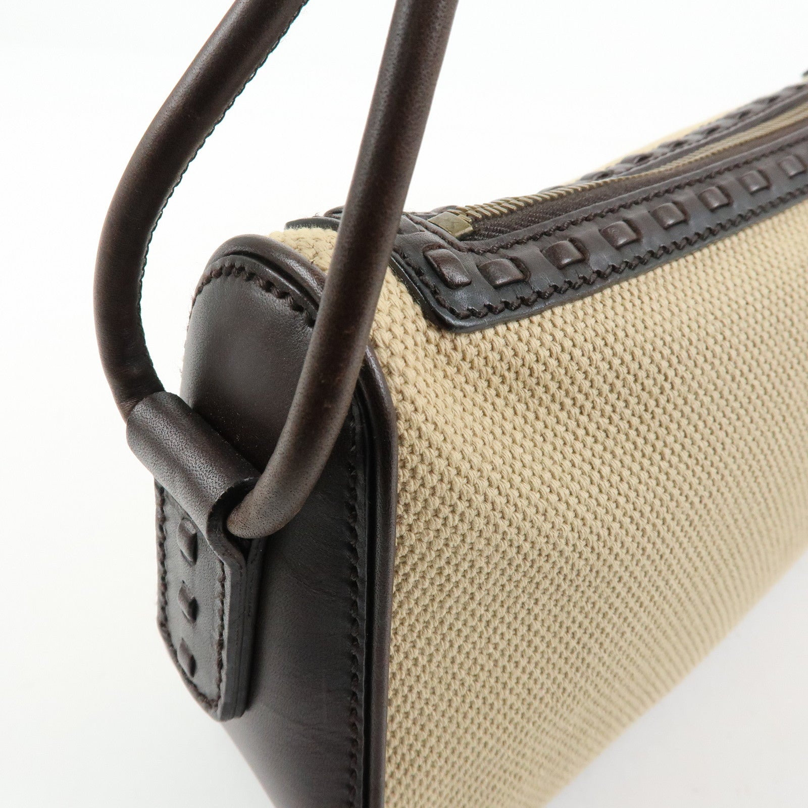 GUCCI Canvas Leather Shoulder Bag Hand Bag Beige Brown 106383