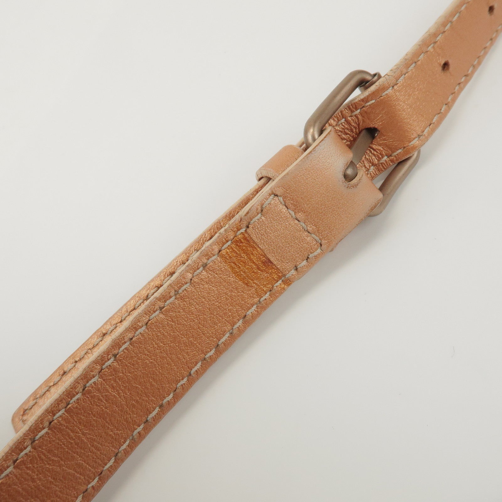 CELINE Macadam Denim Leather Shoulder Bag Metallic Pink Beige