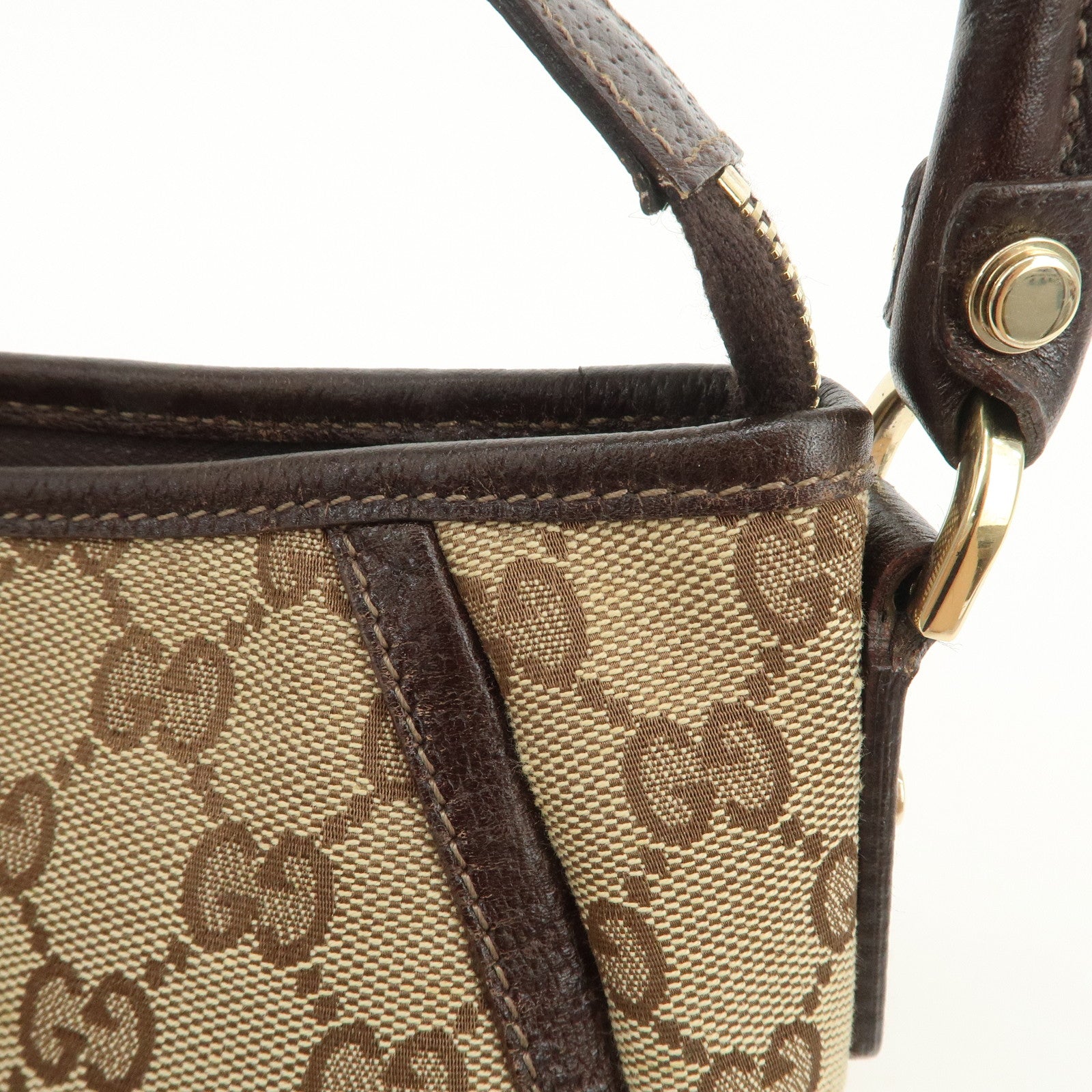 GUCCI Abbey GG Canvas Leather Shoulder Bag Hand Bag Beige 130939