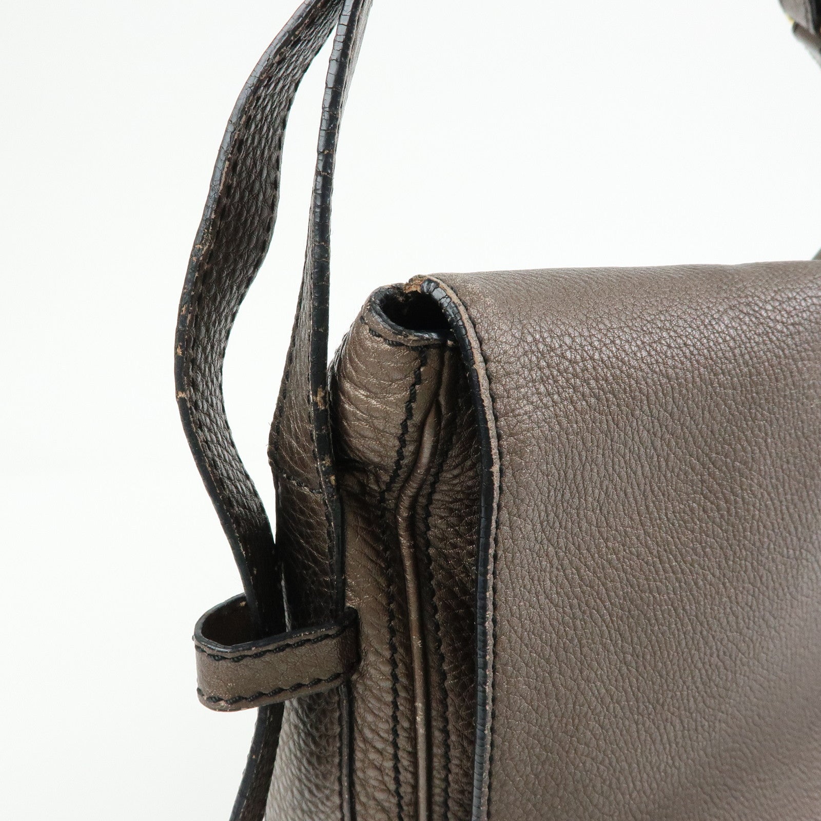 CELINE Triomphe Studs Leather Shoulder Bag Crossbody Bag Bronze