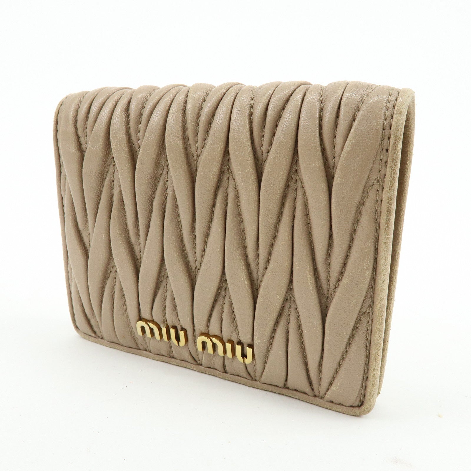 MIU MIU Set of 3 Leather Wallet Key Case Pink Black Light Brown