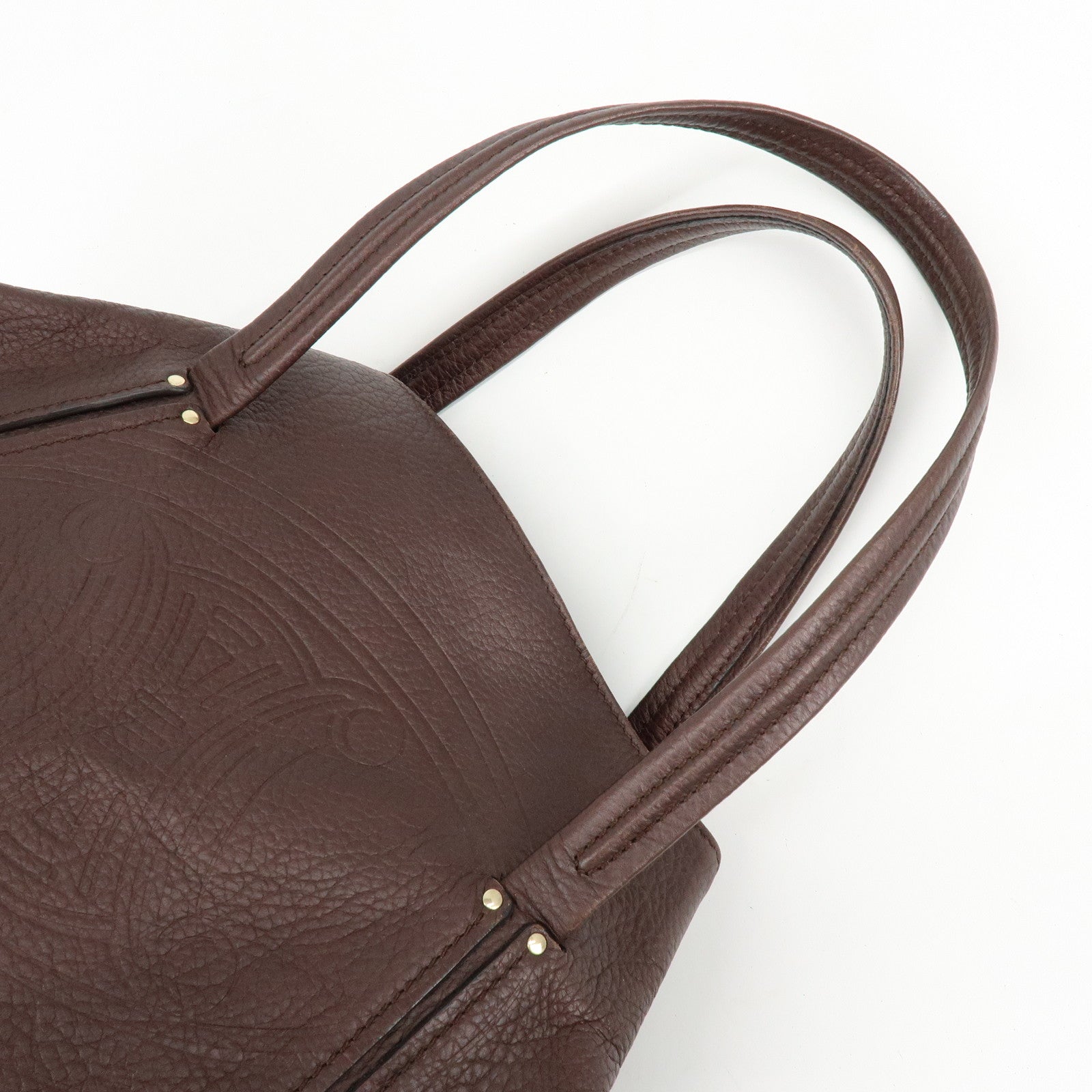 CELINE Triomphe Leather Tote Bag Hand Bag Shoulder Bag Brown