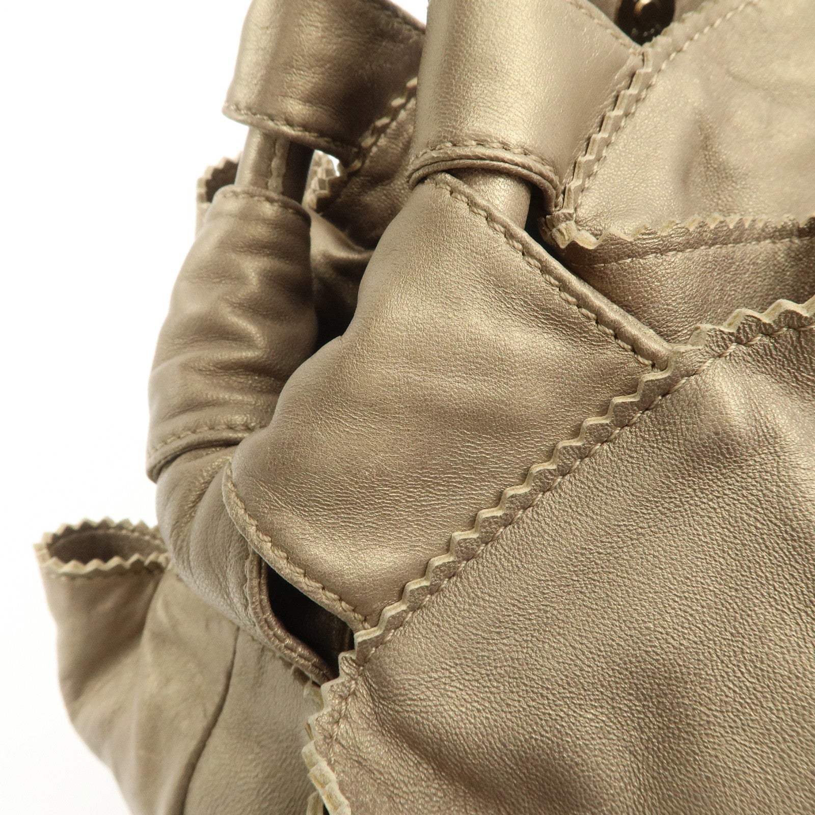 LOEWE Anagram Leather Nappa Aire Hand Bag Tote Bag Gold Used