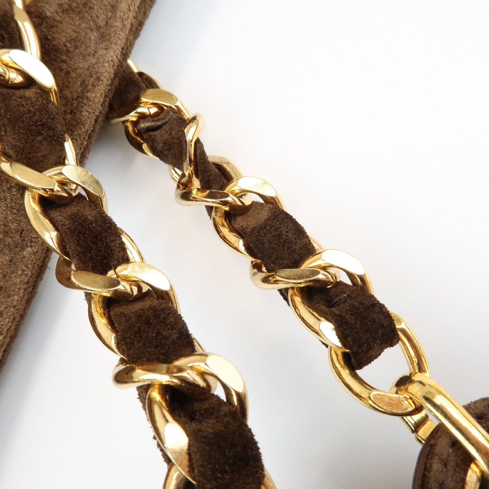 CHANEL COCO Mark Suede Chain Tote Bag Shoulder Bag Brown