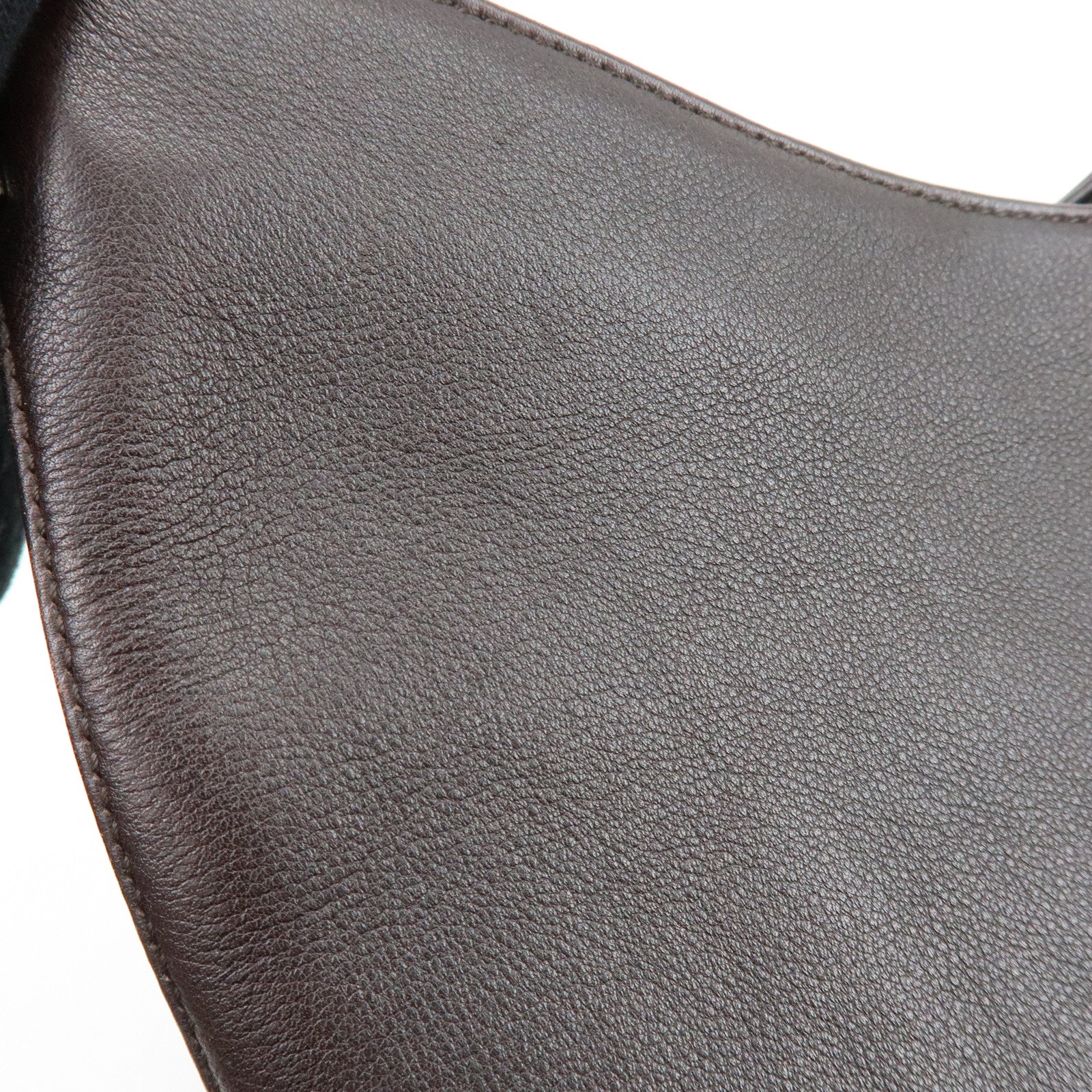 GUCCI Bamboo Leather Shoulder Bag Hand Bag Dark Brown 001・3244