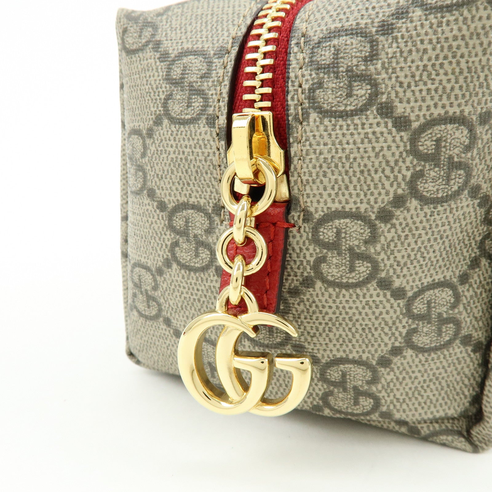 GUCCI GG Marmont GG Supreme Cosmetic Pouch Brown Red 548393