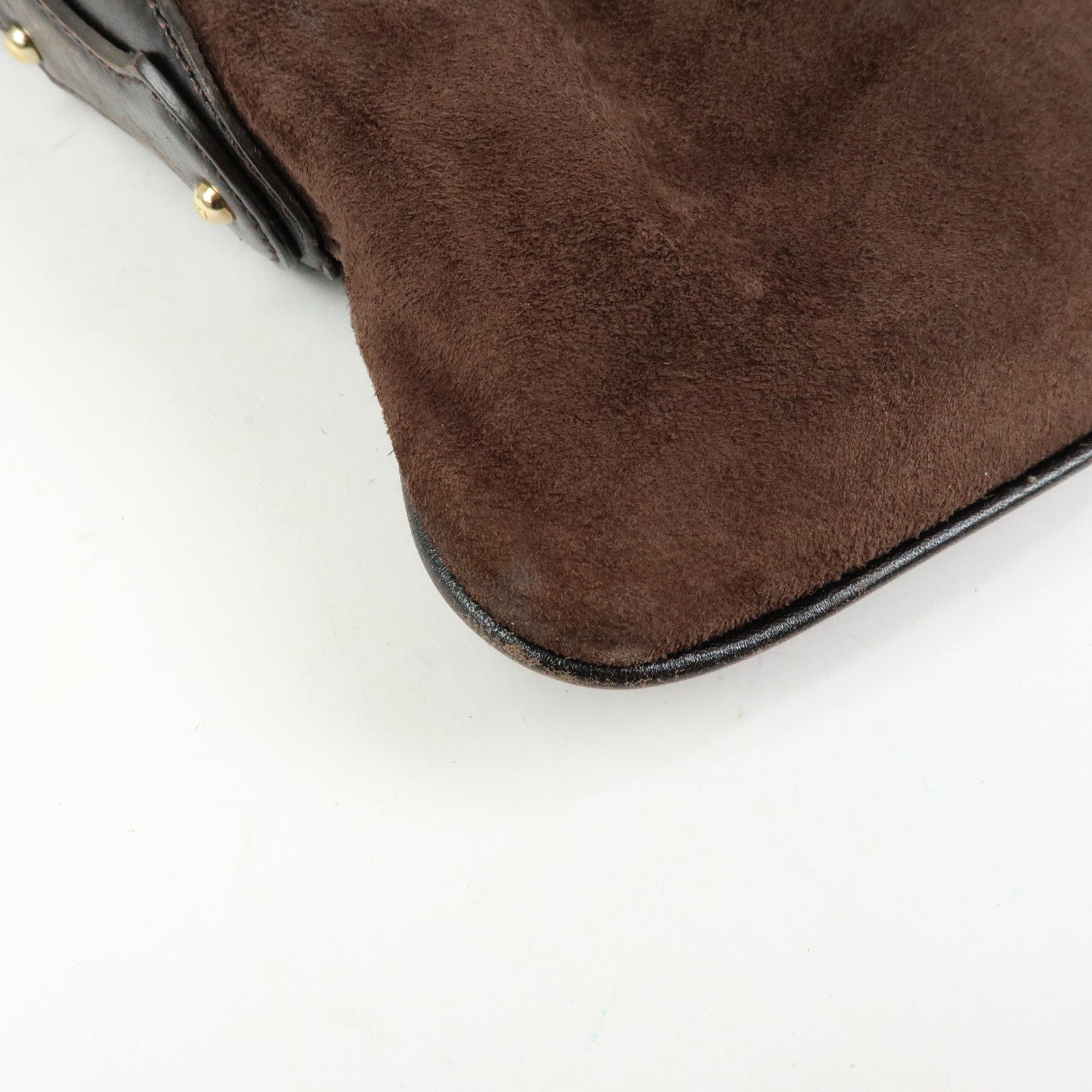 FENDI Suede Leather Shoulder Bag Hand Bag Brown 8BR343