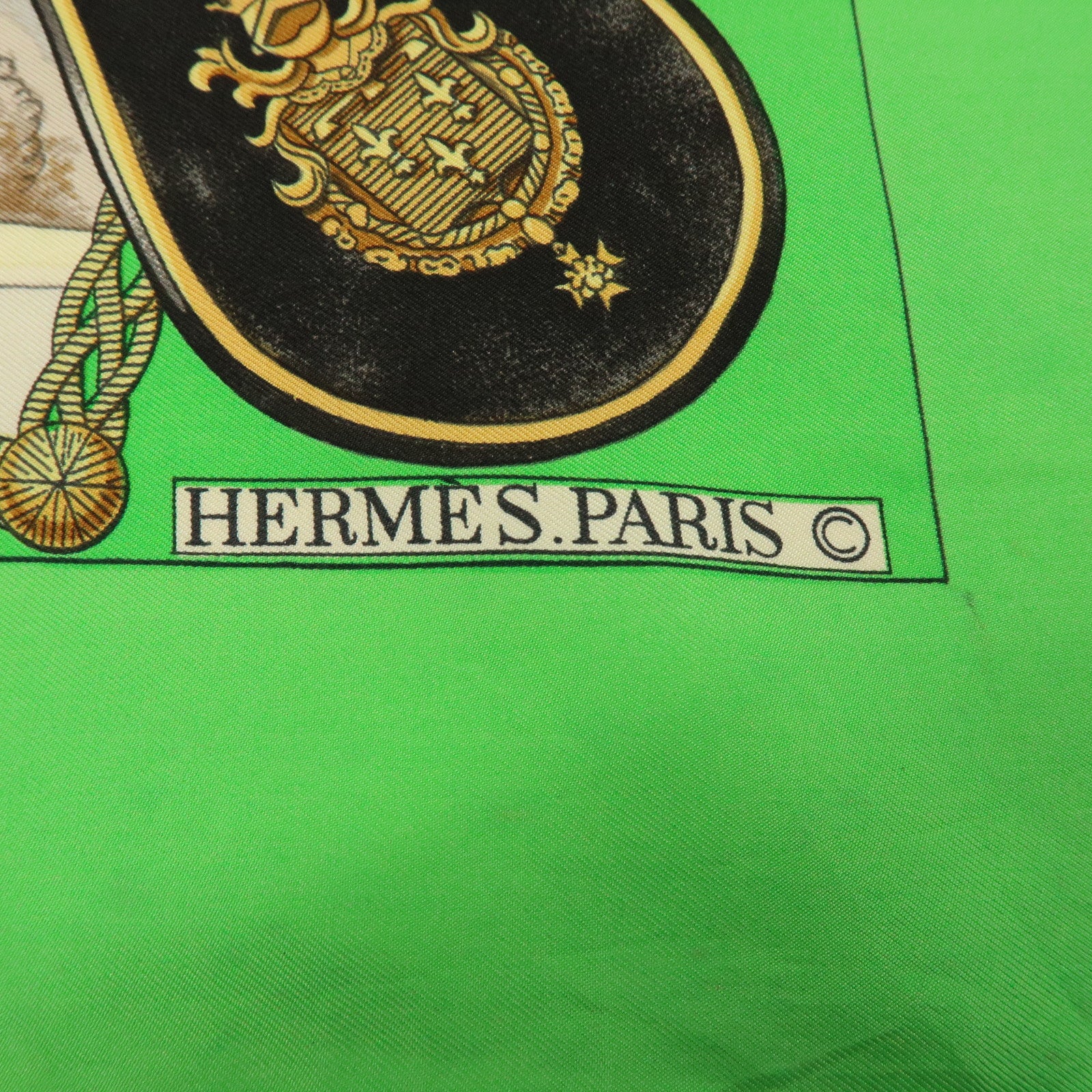 HERMES Carre 90 Silk 100% Scarf GRANDS ATTELAGES Green Pink Gold