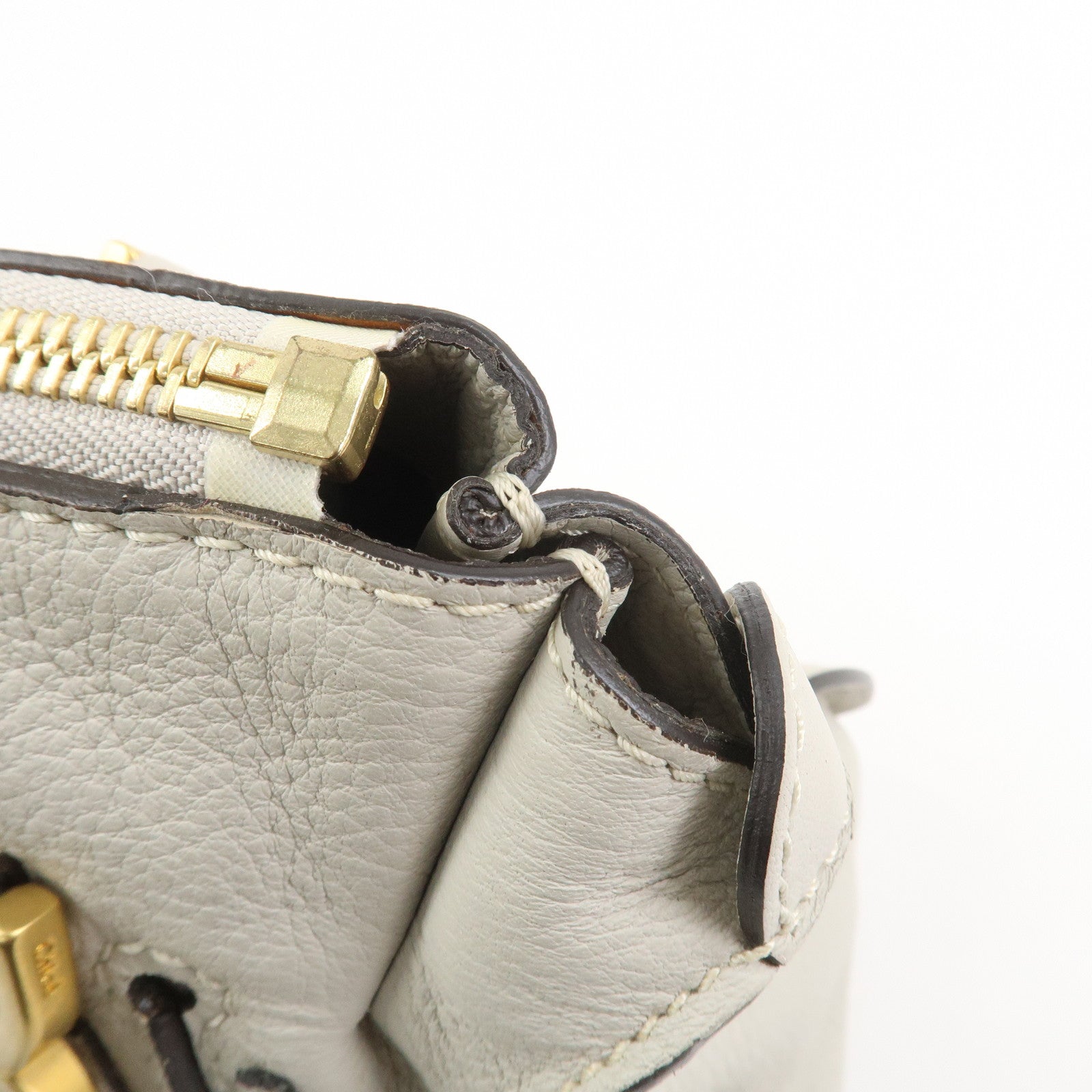 Chloe Marcie Leather Hand Bag Shoulder Bag Gray