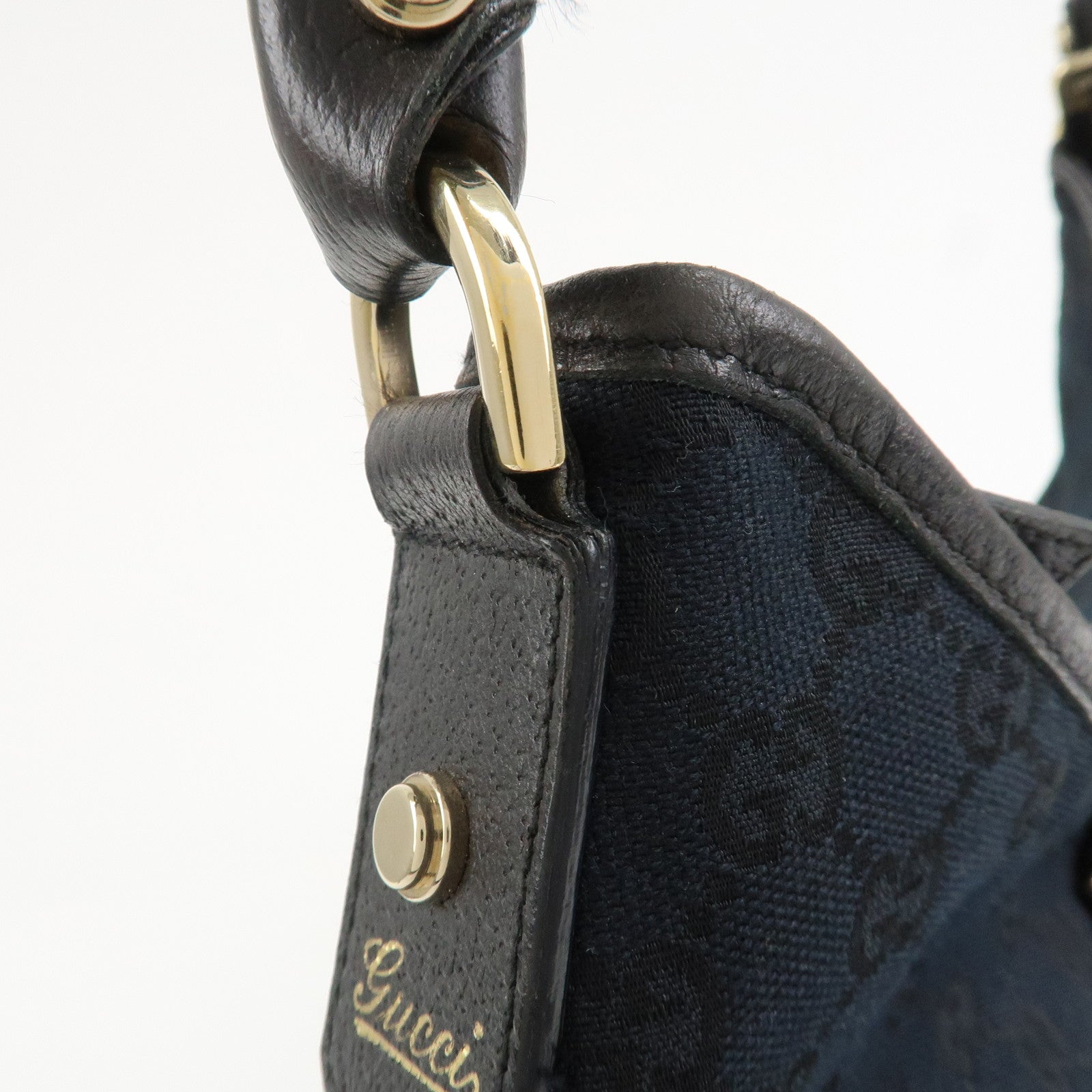 GUCCI Abbey GG Canvas Leather Shoulder Bag Hand Bag Black 130737