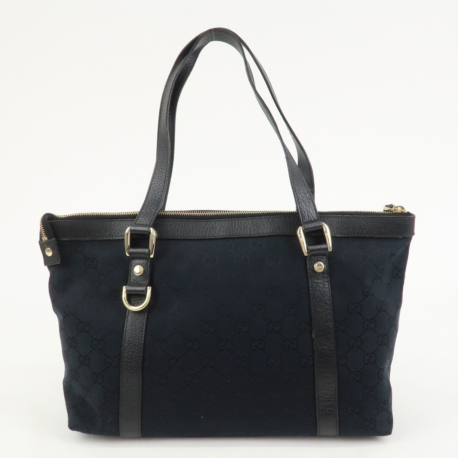 GUCCI Abbey GG Canvas Leather Tote Bag Shoulder Bag Black 141470