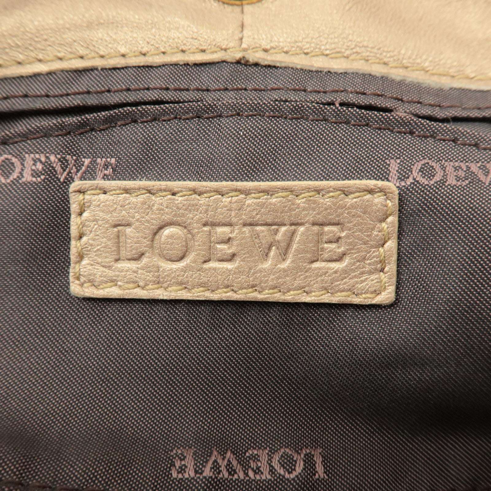 LOEWE Anagram Leather Mini Nappa Aire Hand Bag Tote Bag Gold Used