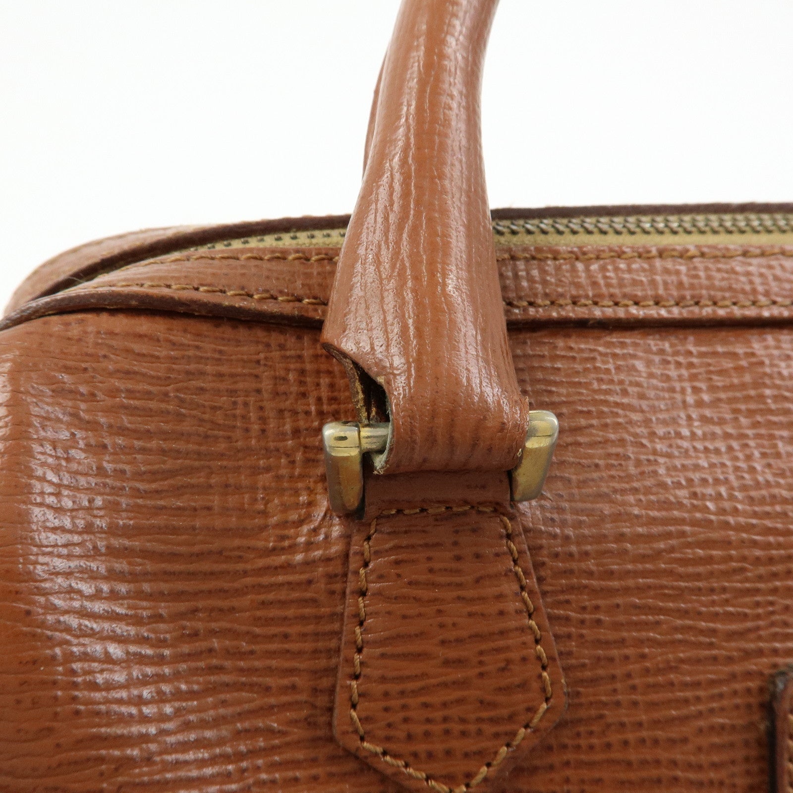 CELINE Triomphe Leather Boston Bag Hand Bag Brown