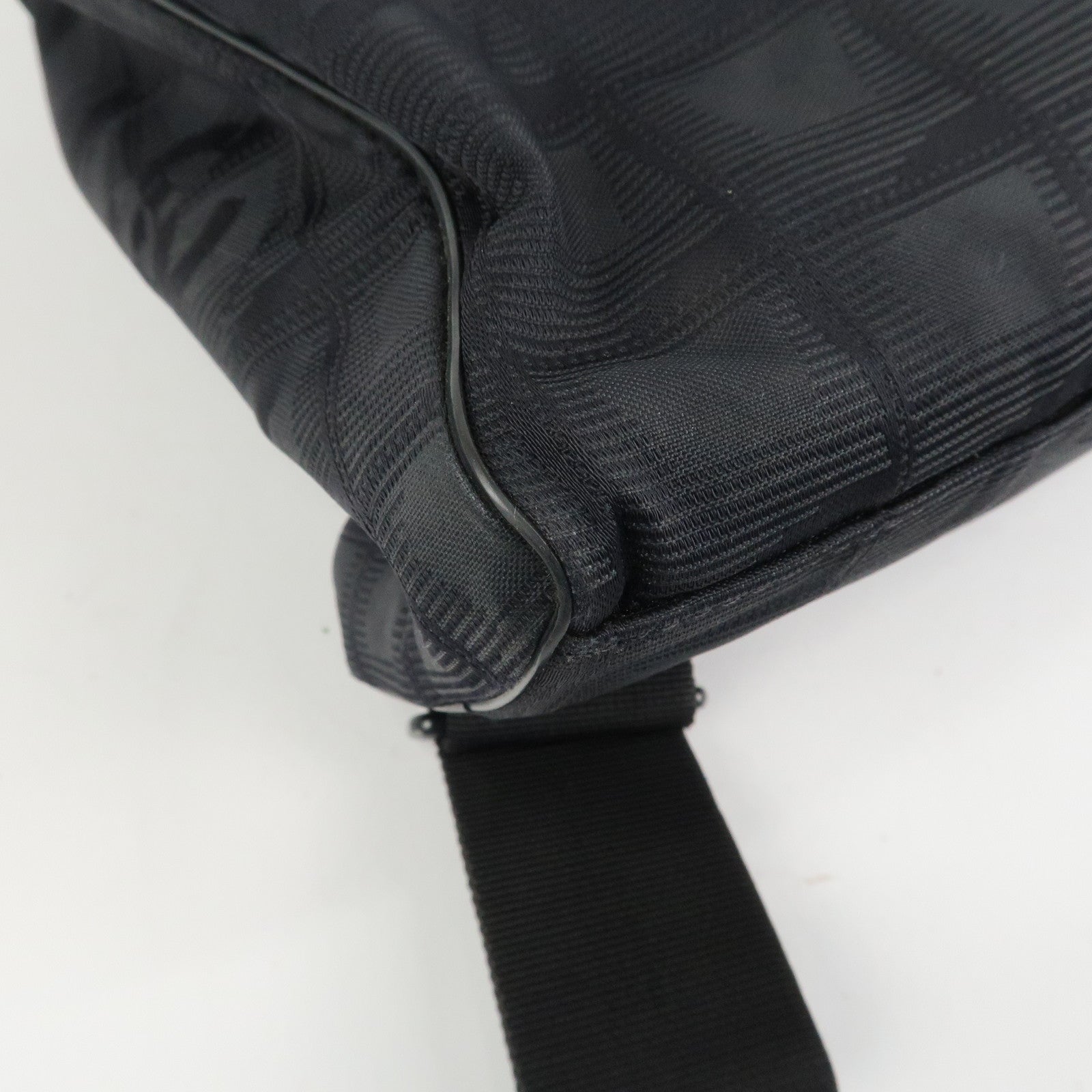 CHANEL New Travel Line Nylon Jacquard Leather 2Way Bag Black A15958