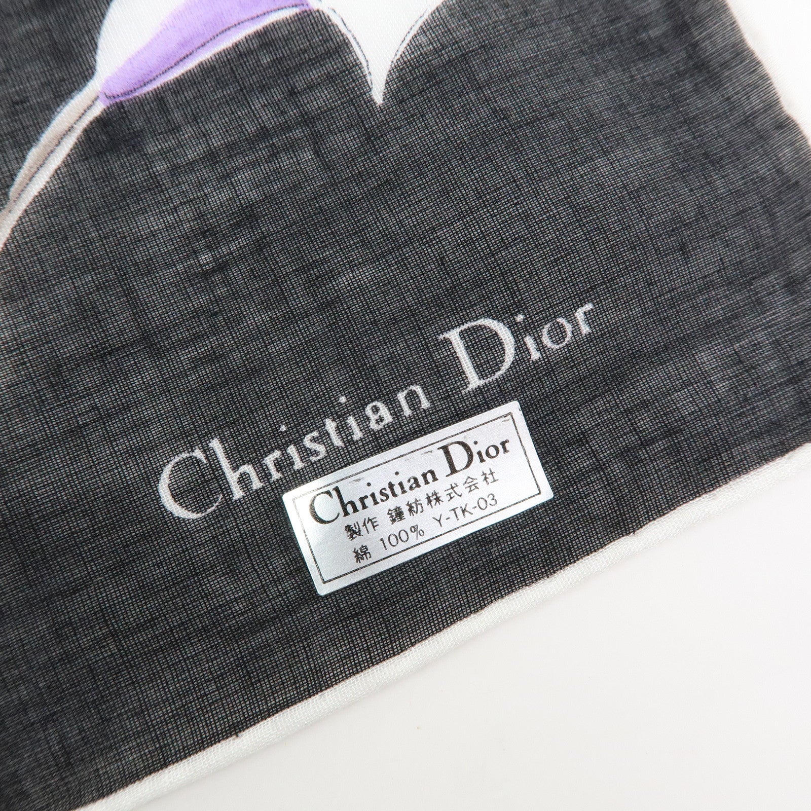 Christian Dior Set of 3 Cotton 100% Scarf Flower Print Navy Black