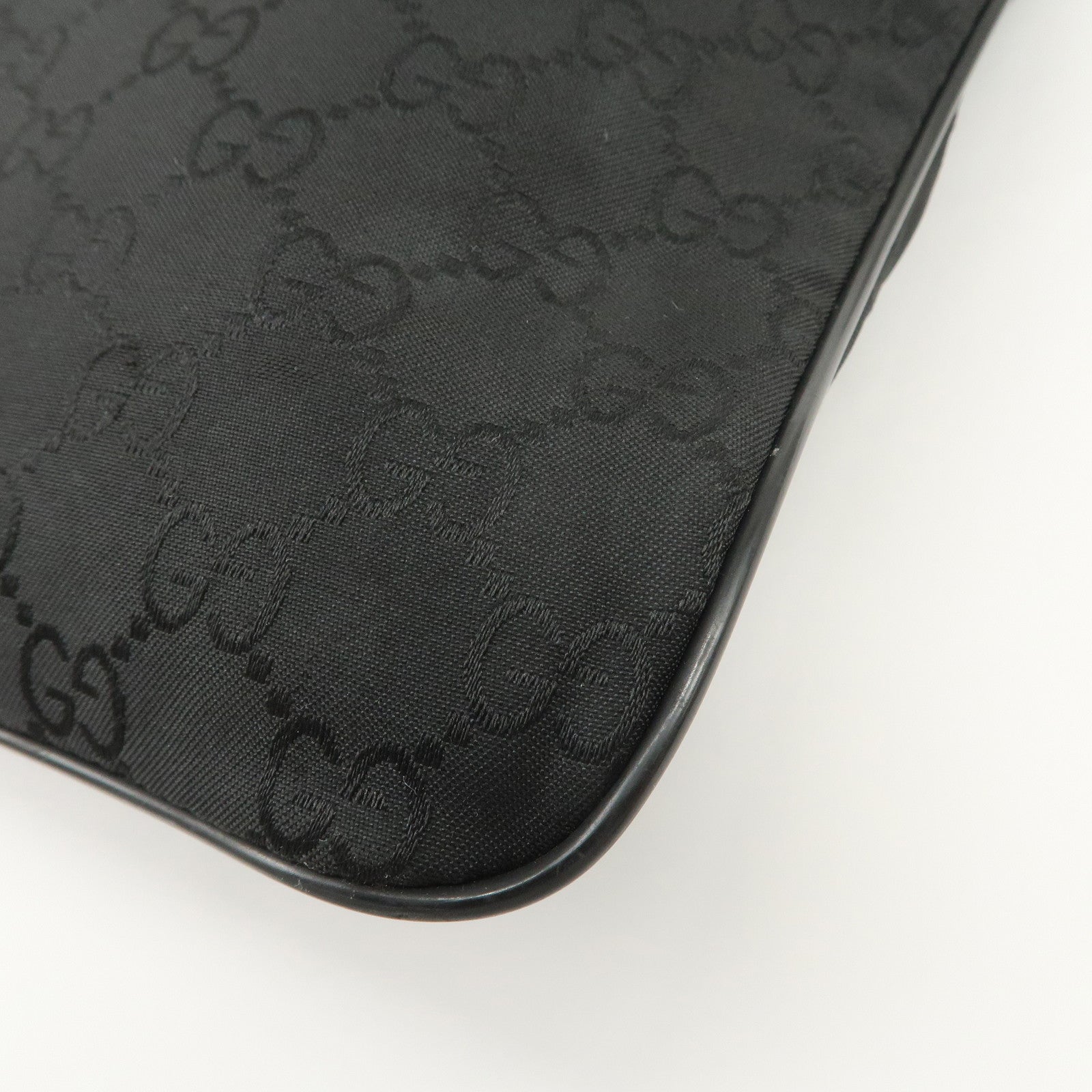 GUCCI Sherry GG Nylon Leather Shoulder Bag Black 509639