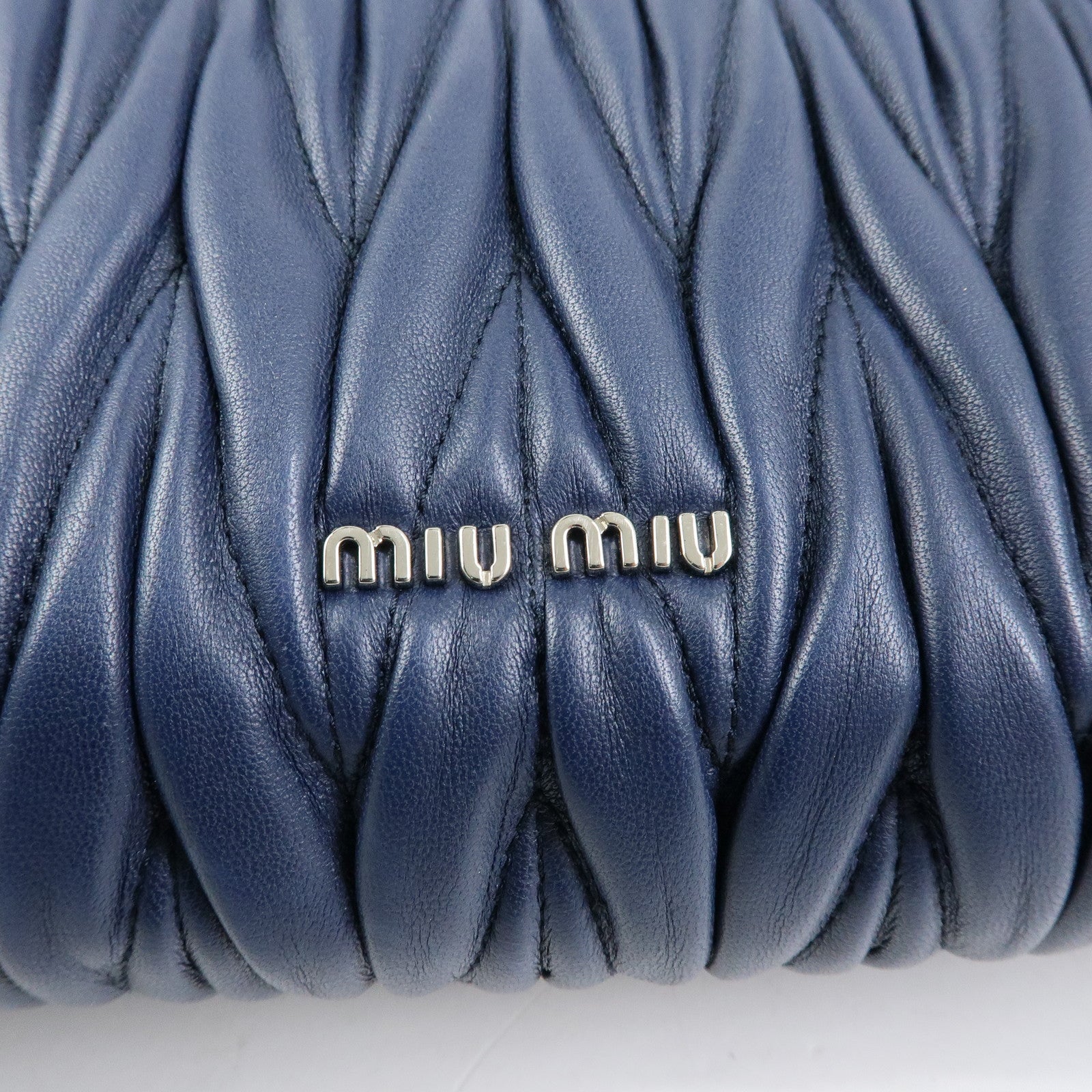 MIU MIU Matelasse Nappa Leather Shoulder Bag Chain Bag Navy