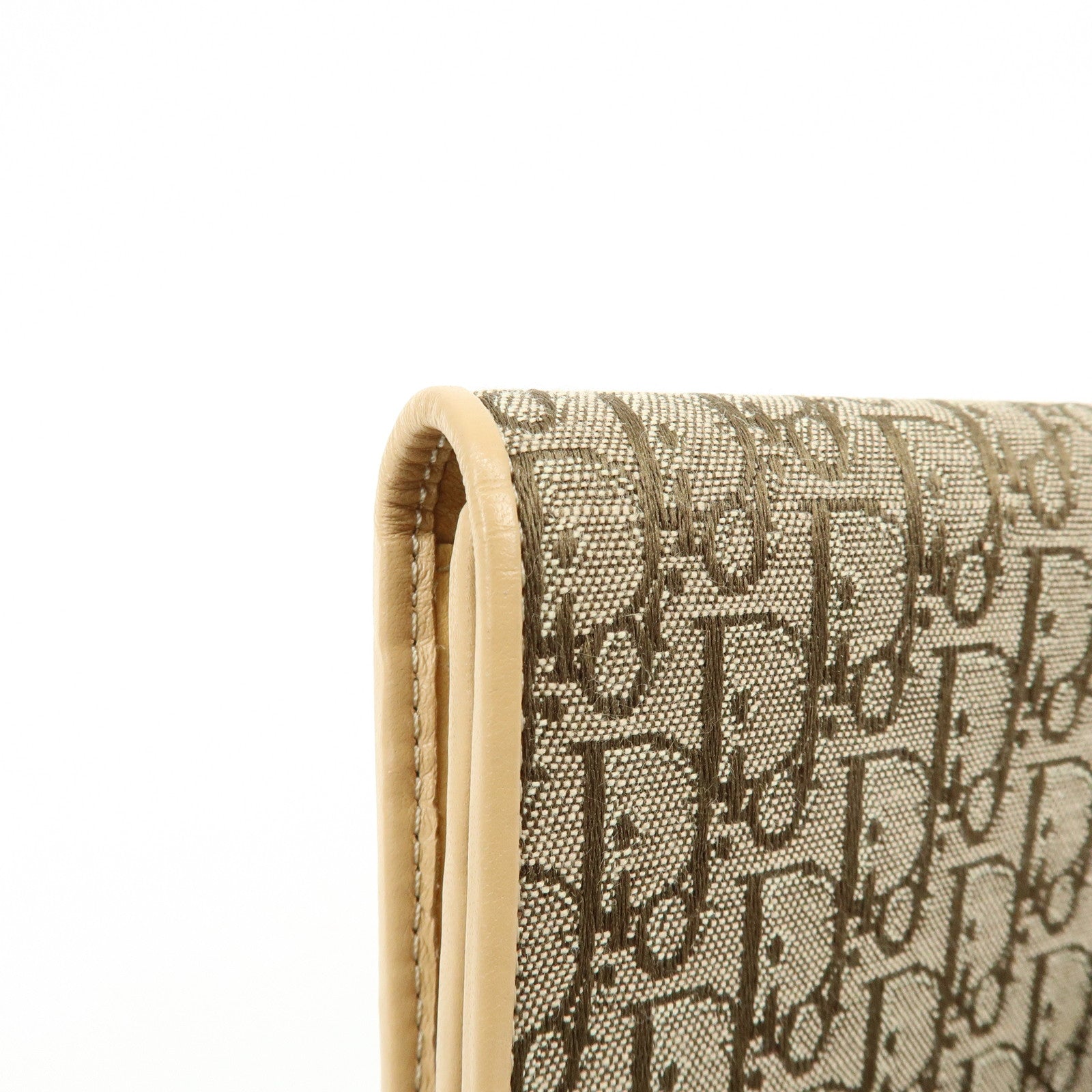 Christian Dior Trotter Jaquard Canvas Leather Long Wallet Brown