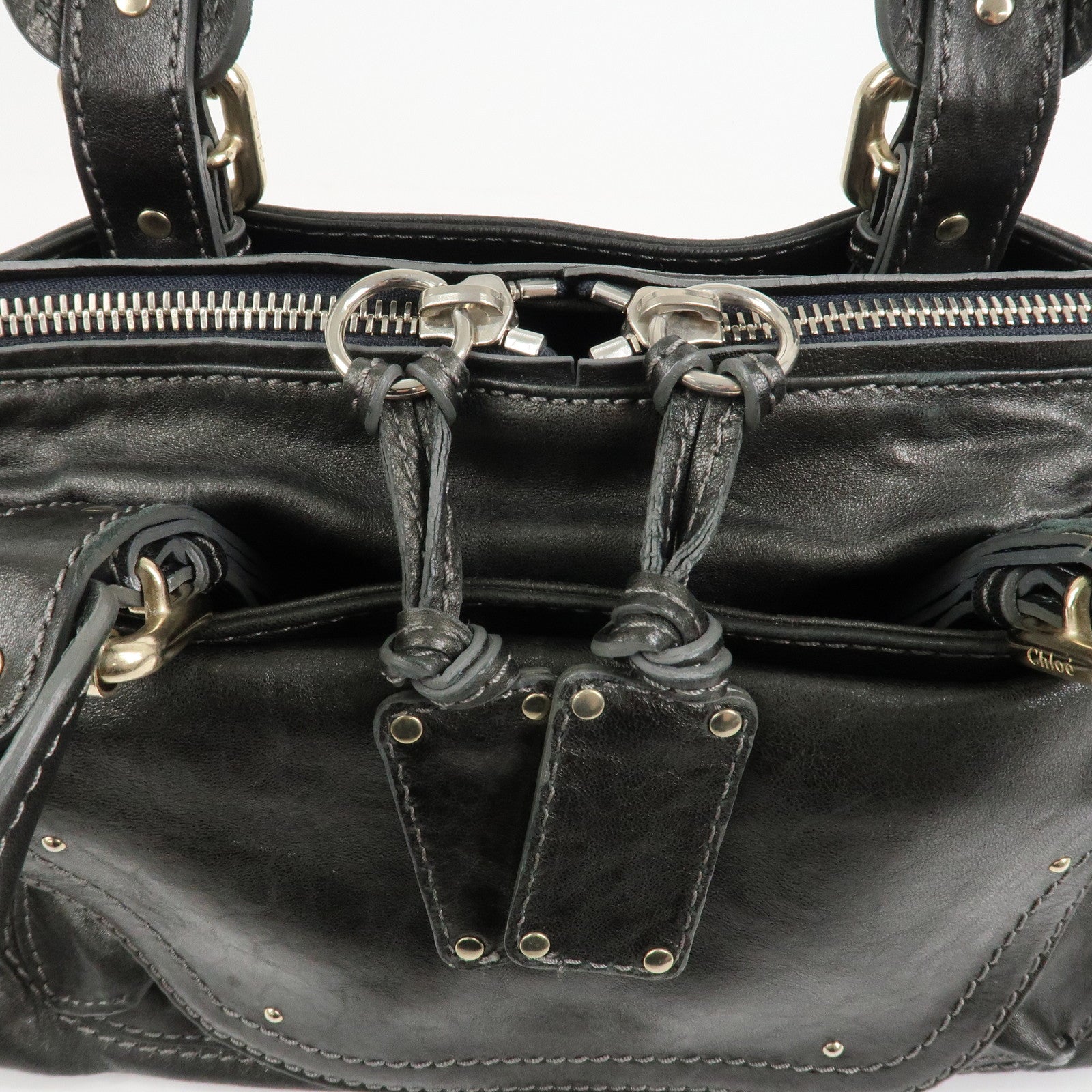 Chloe Paddington Leather Hand Bag Shoulder Bag Black
