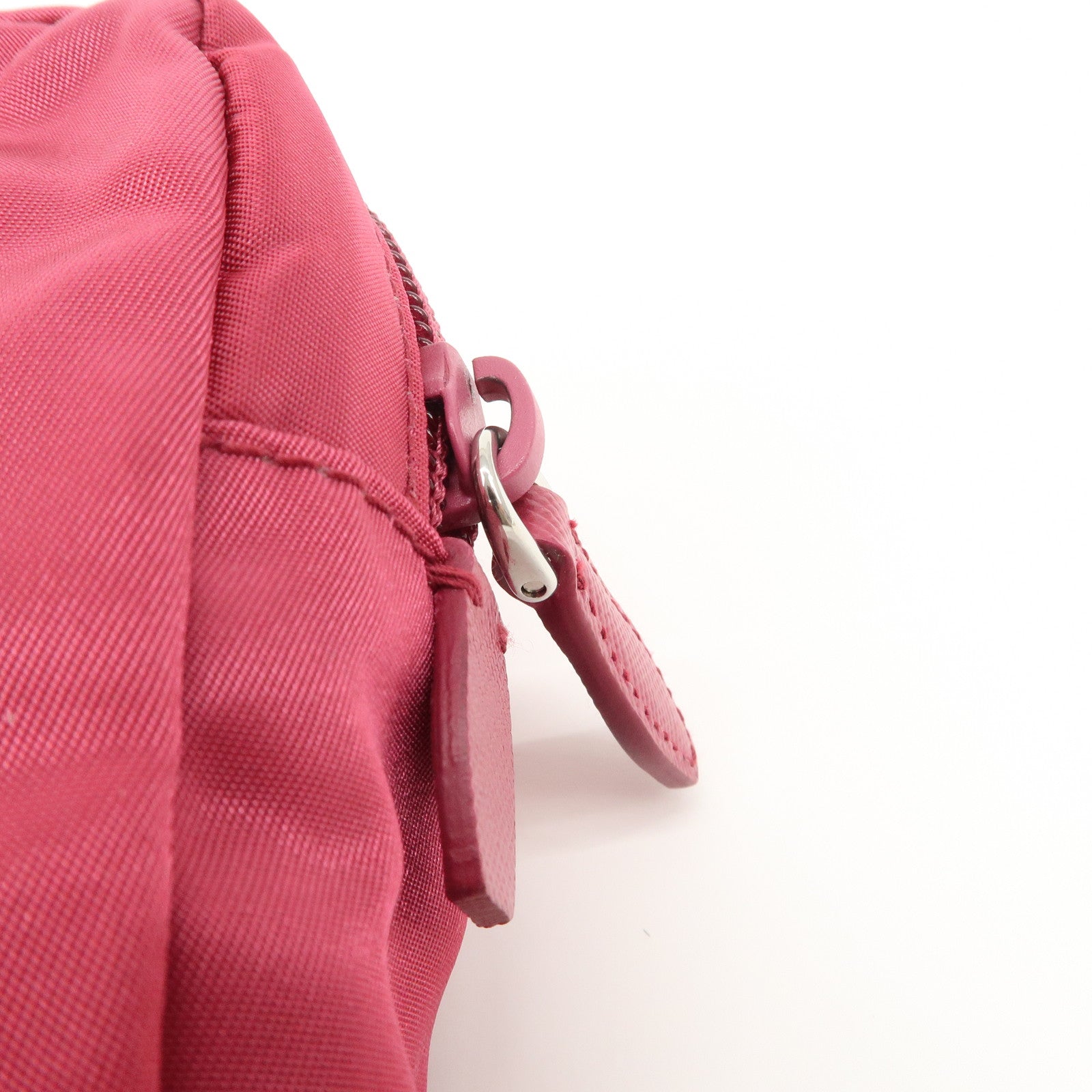 PRADA Triangle Logo Nylon Leather Pouch Pink 1NE693 Used