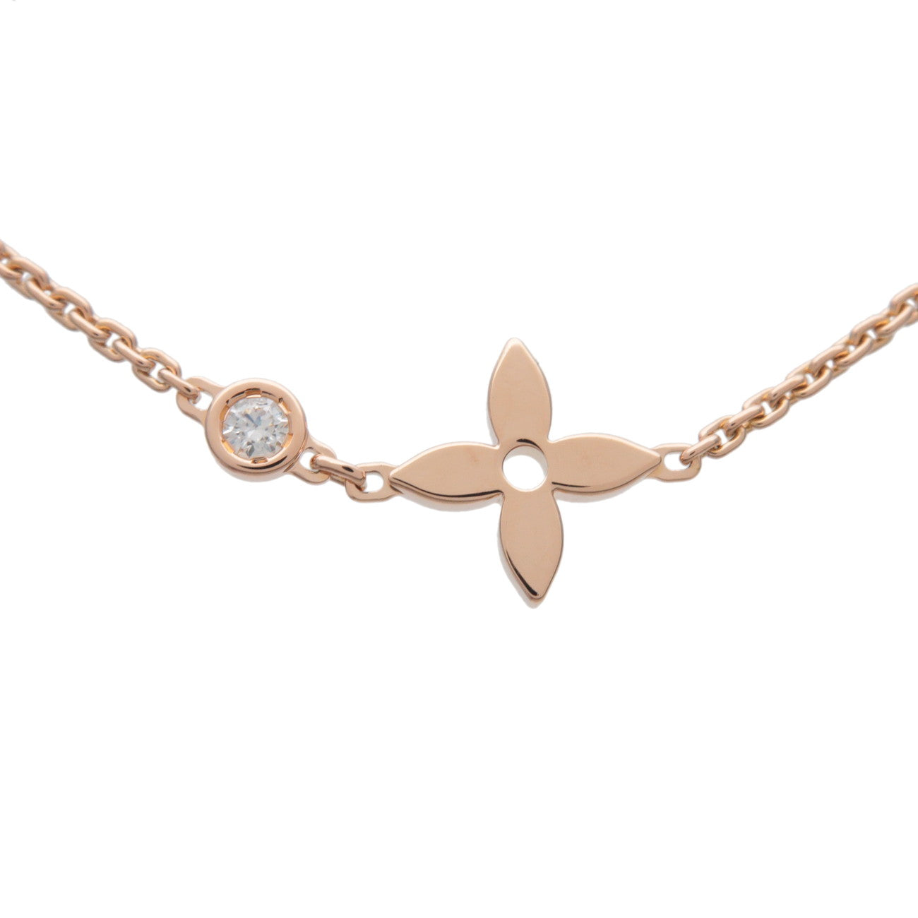 Louis Vuitton Monogram Idylle 1P Diamond Necklace K18PG Q93281