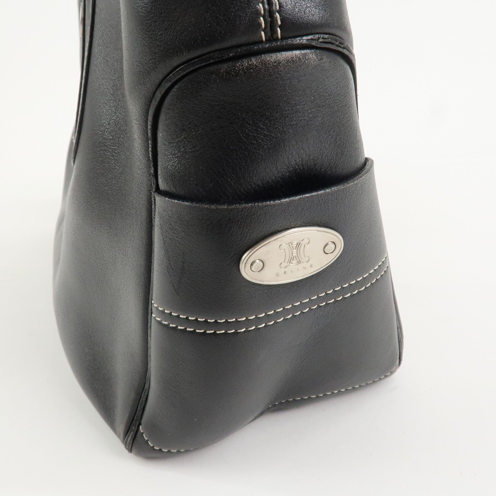 CELINE Boogie Bag Leather Hand Bag Tote Bag Black