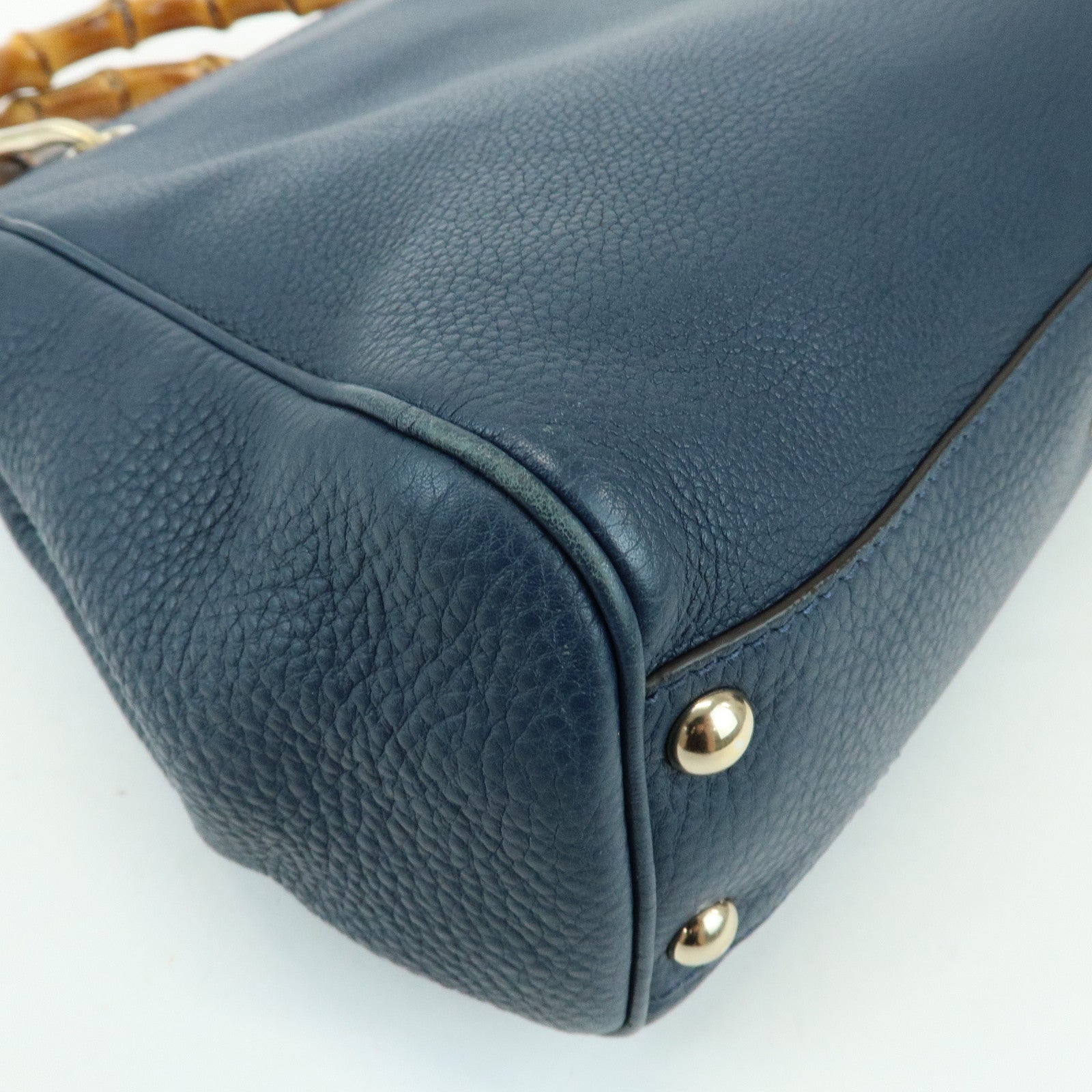 GUCCI Bamboo Shopper Small 2Way Bag Tote Shoulder Bag Navy 336032