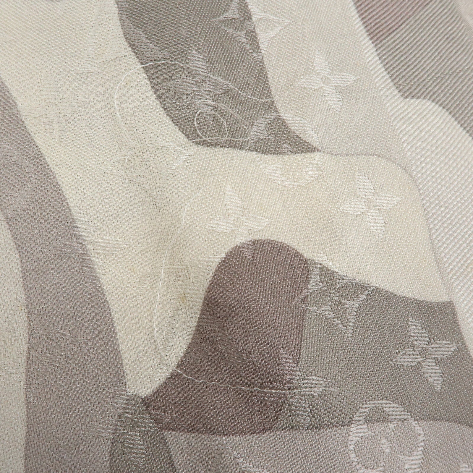 Louis Vuitton Monogram Silk Wool Shawl Scarf Camouflage Gray M75397