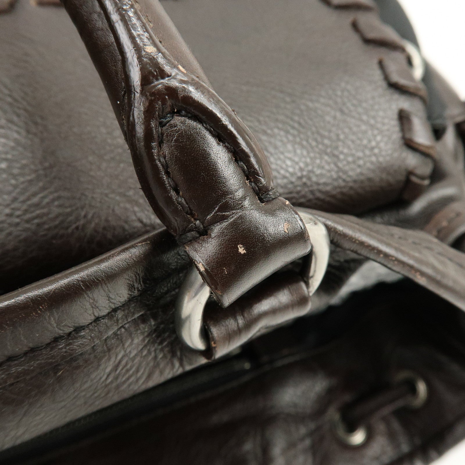PRADA Nylon Leather 2Way Bag Hand Bag Shoulder Bag Brown