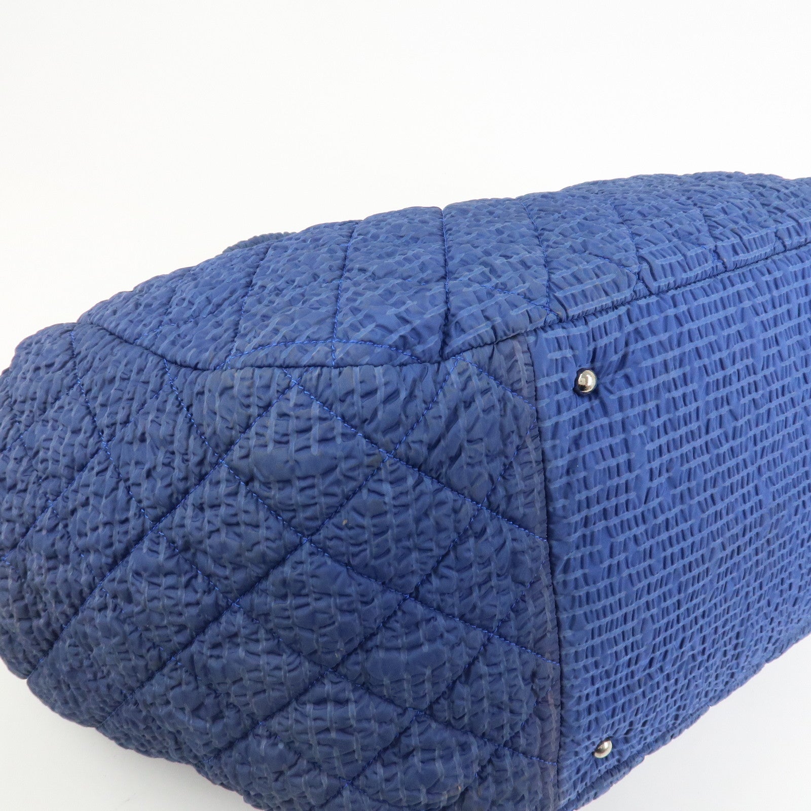 CHANEL Matelasse COCO Mark Nylon Patent Leather Shoulder Bag Blue