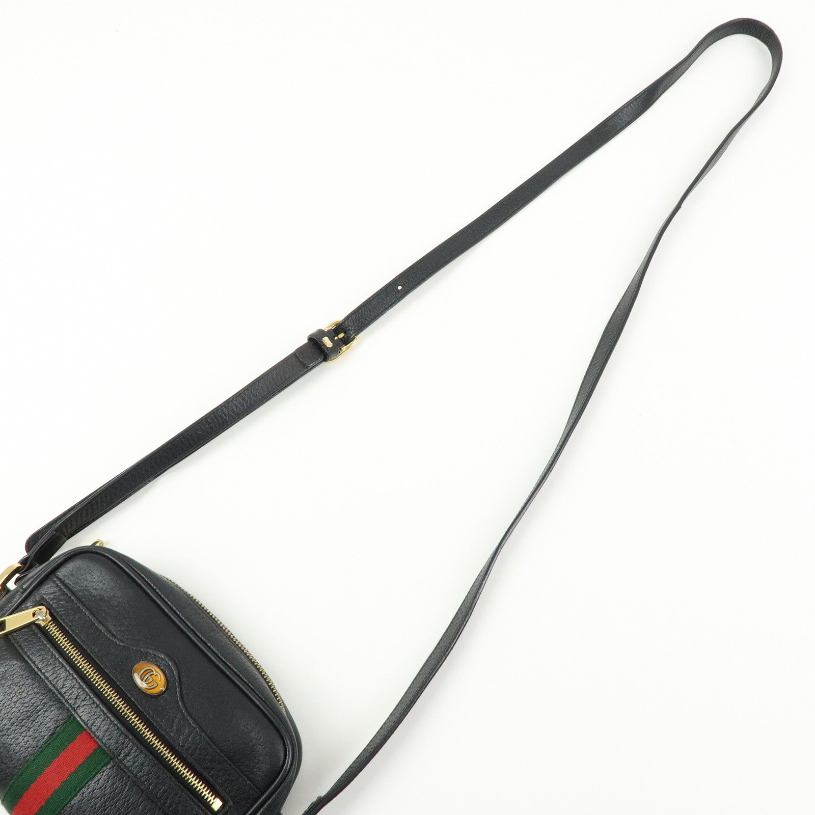 GUCCI Sherry Ophidia Leather Shoulder Crossbody Bag Black 517350
