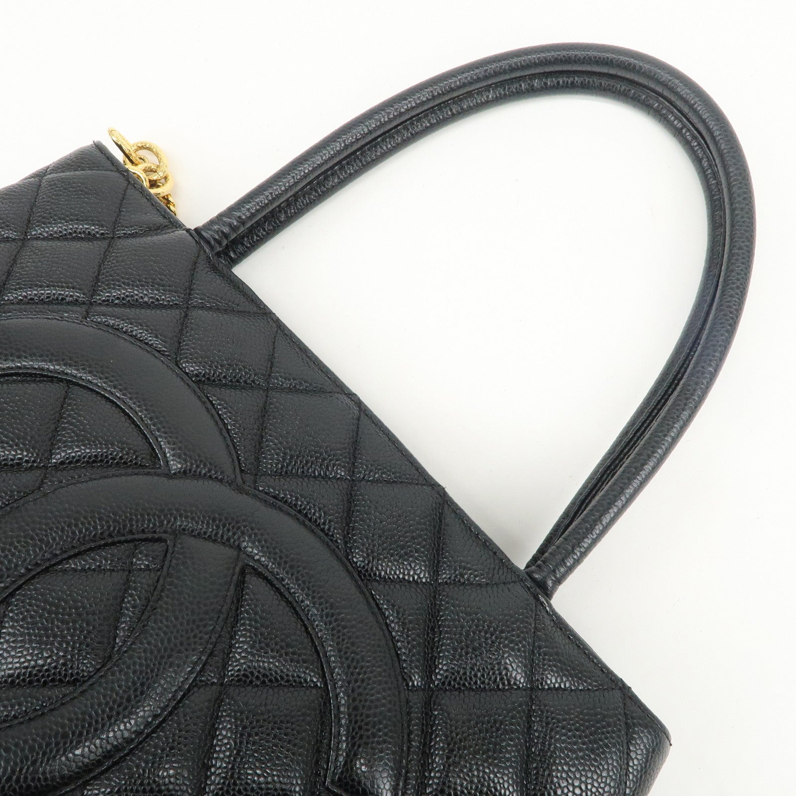 CHANEL Matelasse COCO Mark Medallion Tote Bag Hand Bag Black A01804