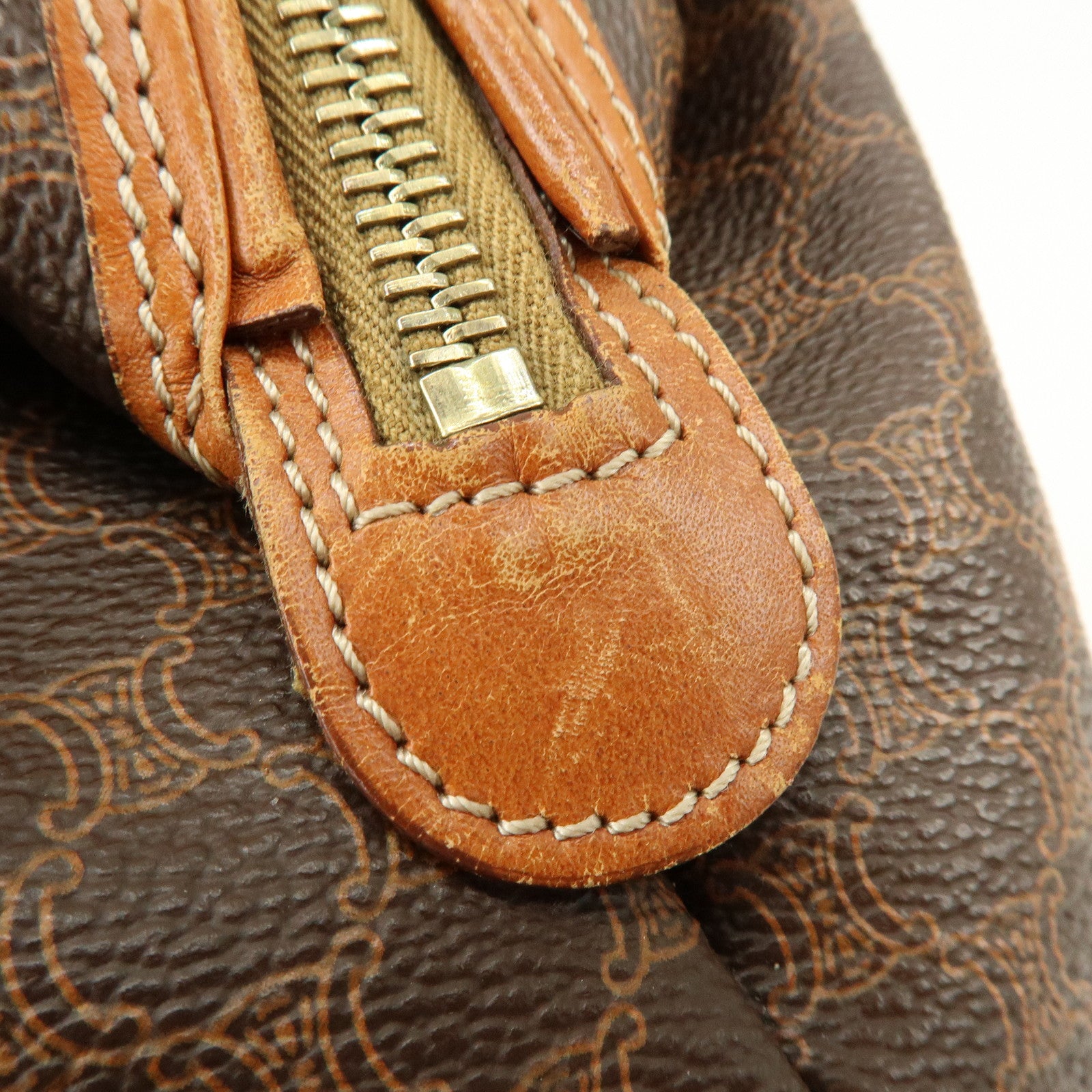 CELINE Macadam PVC Leather Pouch Cosmetic Pouch Brown