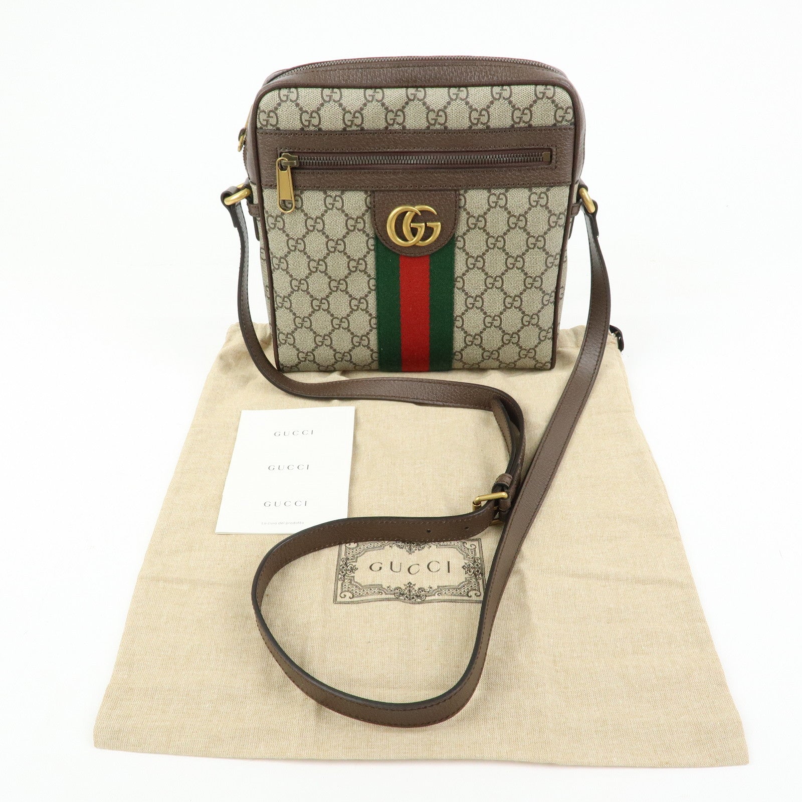 GUCCI Ophidia GG Supreme Canvas Leather Shoulder Bag Beige 547926