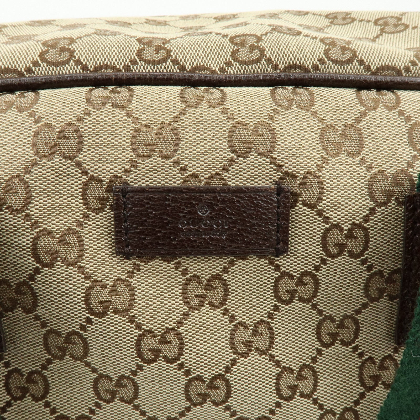 GUCCI Sherry GG Canvas Leather Boston Bag Beige Brown 146310