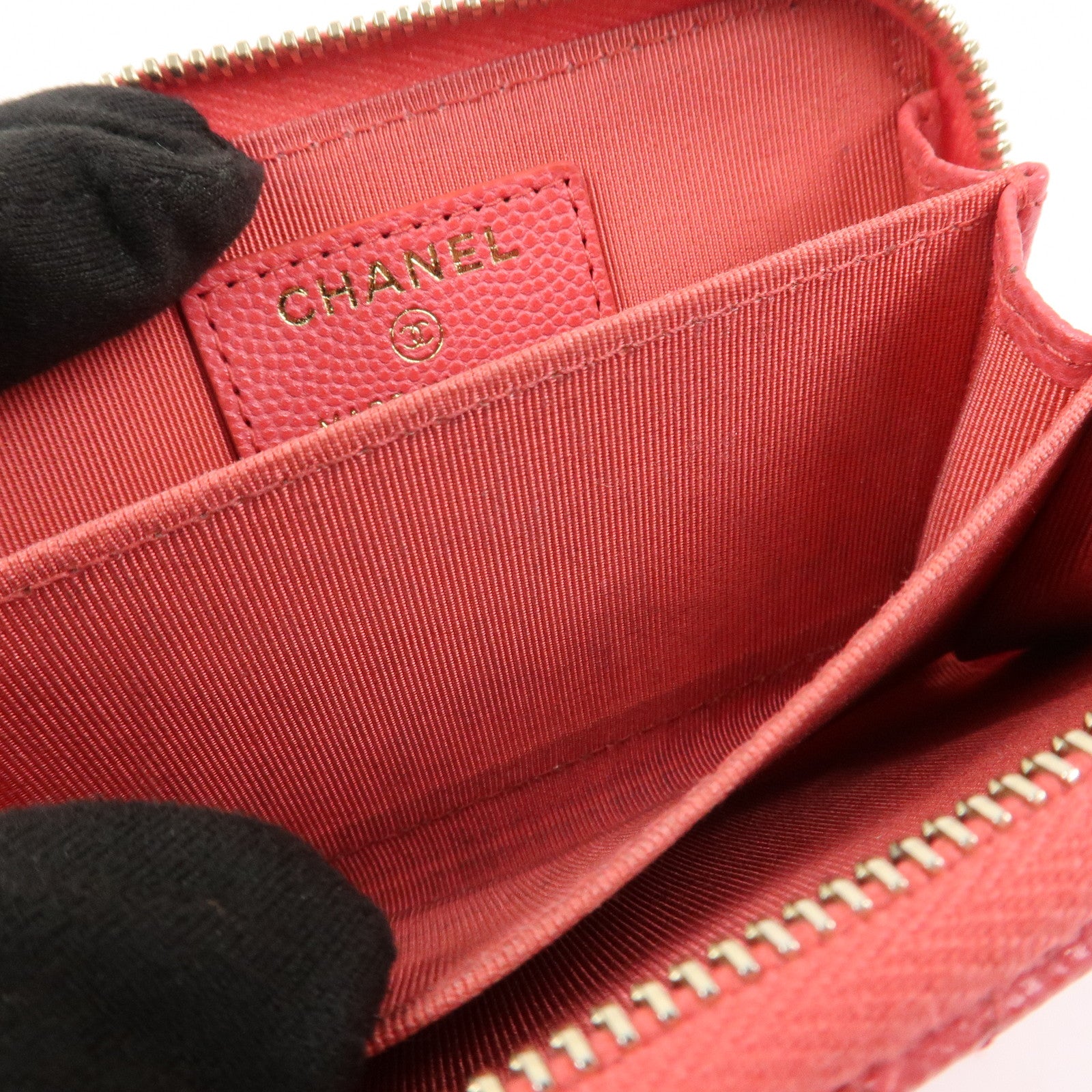 CHANEL COCO Mark Matelasse Caviarskin Classic Zippy CoinCase AP0216