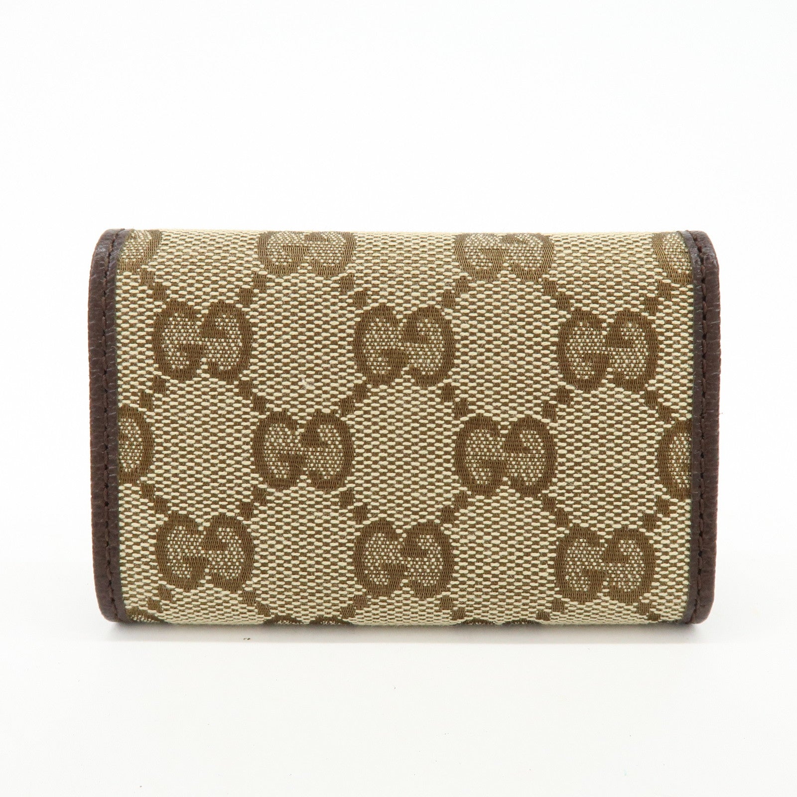 GUCCI GG Canvas Leather 6 Ring Key Case Beige Brown 127048