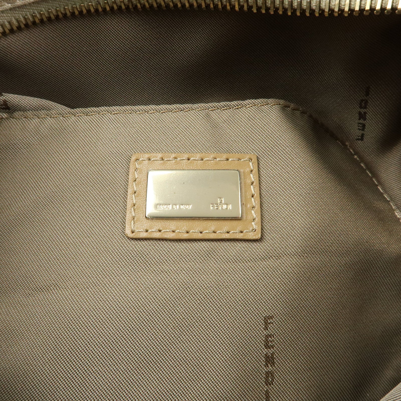 FENDI Zucchino Canvas Leather Boston Bag Hand Bag Beige 8BL068