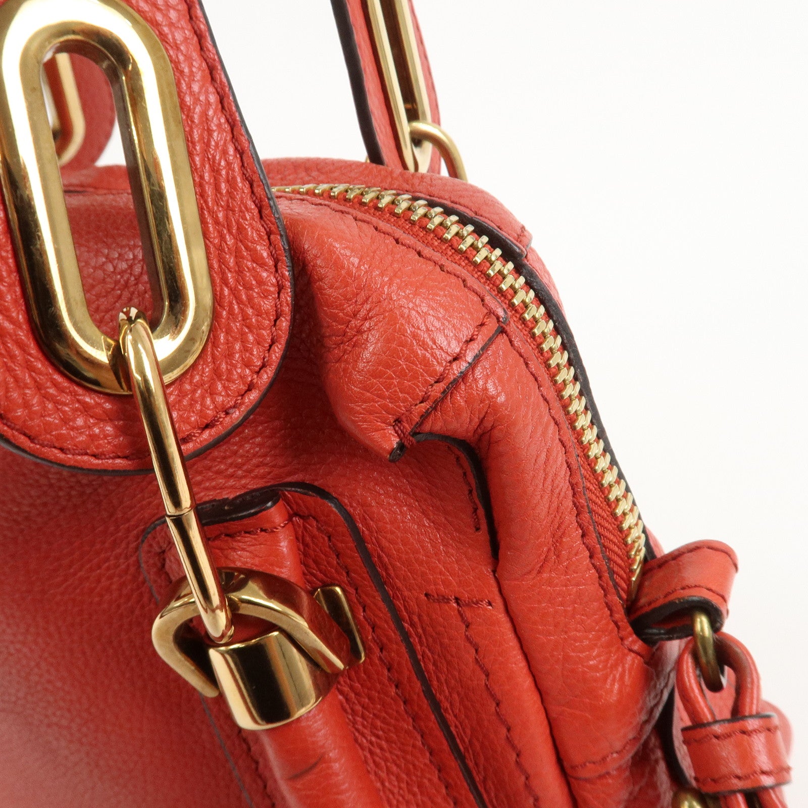 Chloe Paraty Leather 2Way Bag Shoulder Bag Hand Bag Red 031157