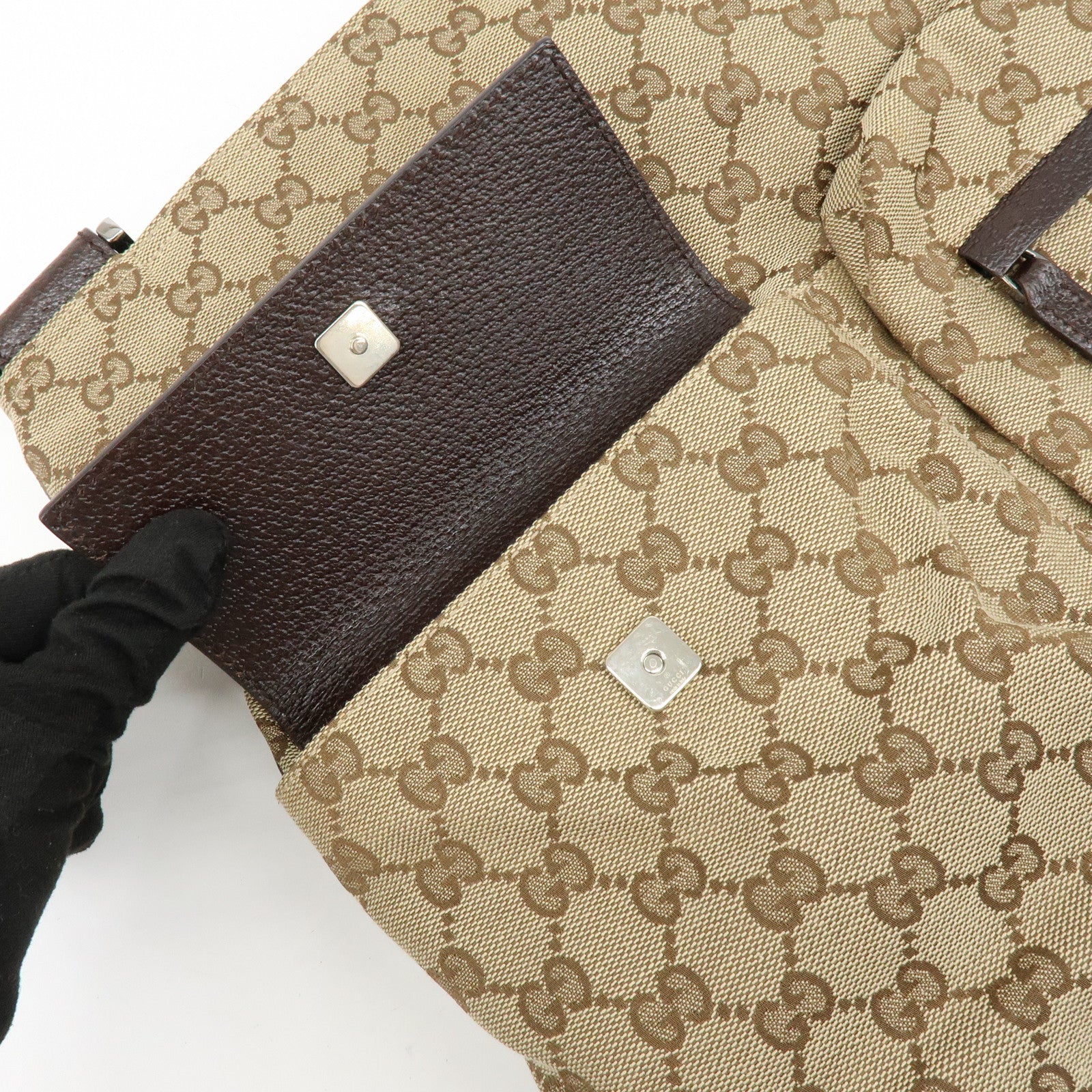 GUCCI Sherry GG Canvas Leather Shoulder Bag Beige Brown 169937