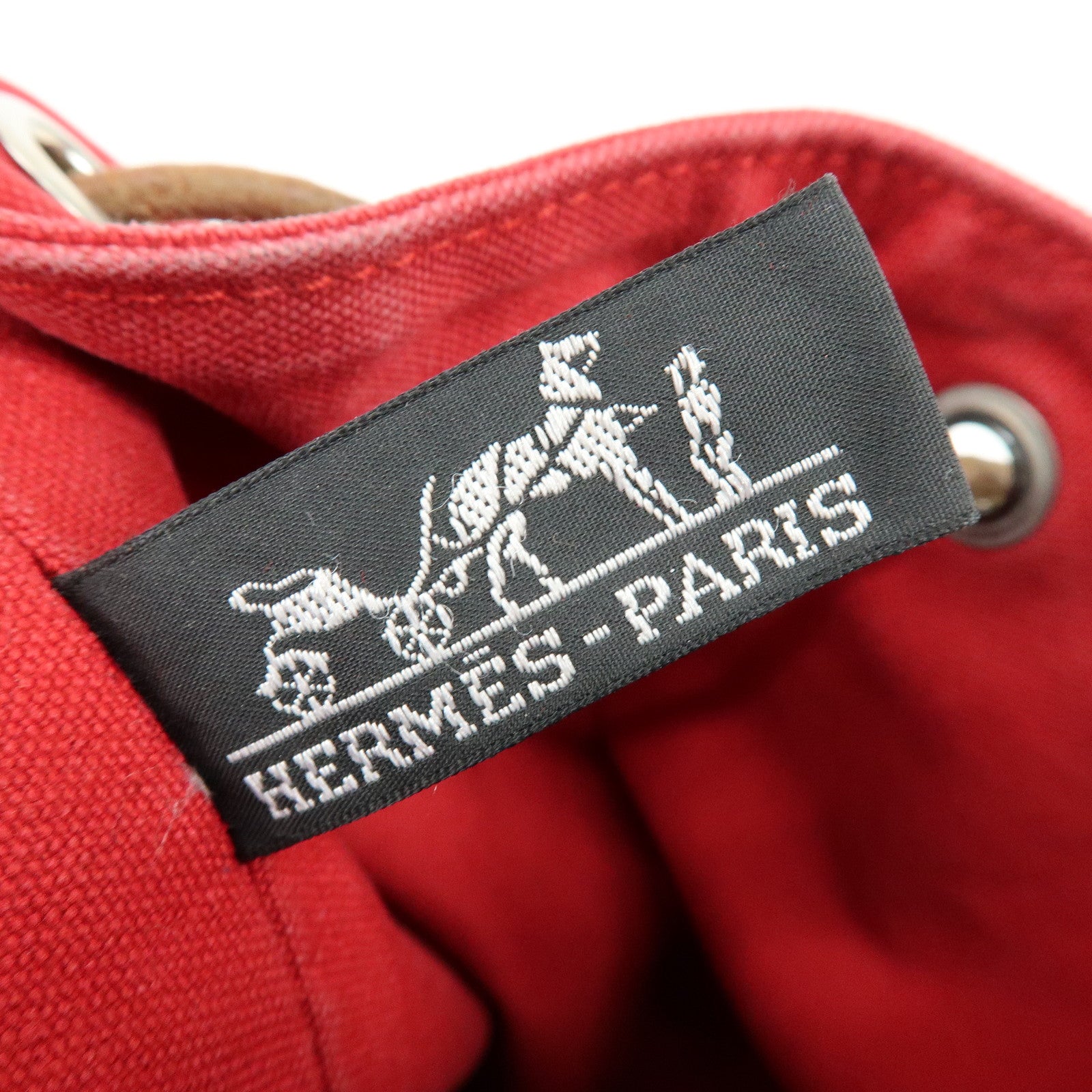 HERMES Canvas Leather Polochon Mimil PM Drawstring Shoulder Bag