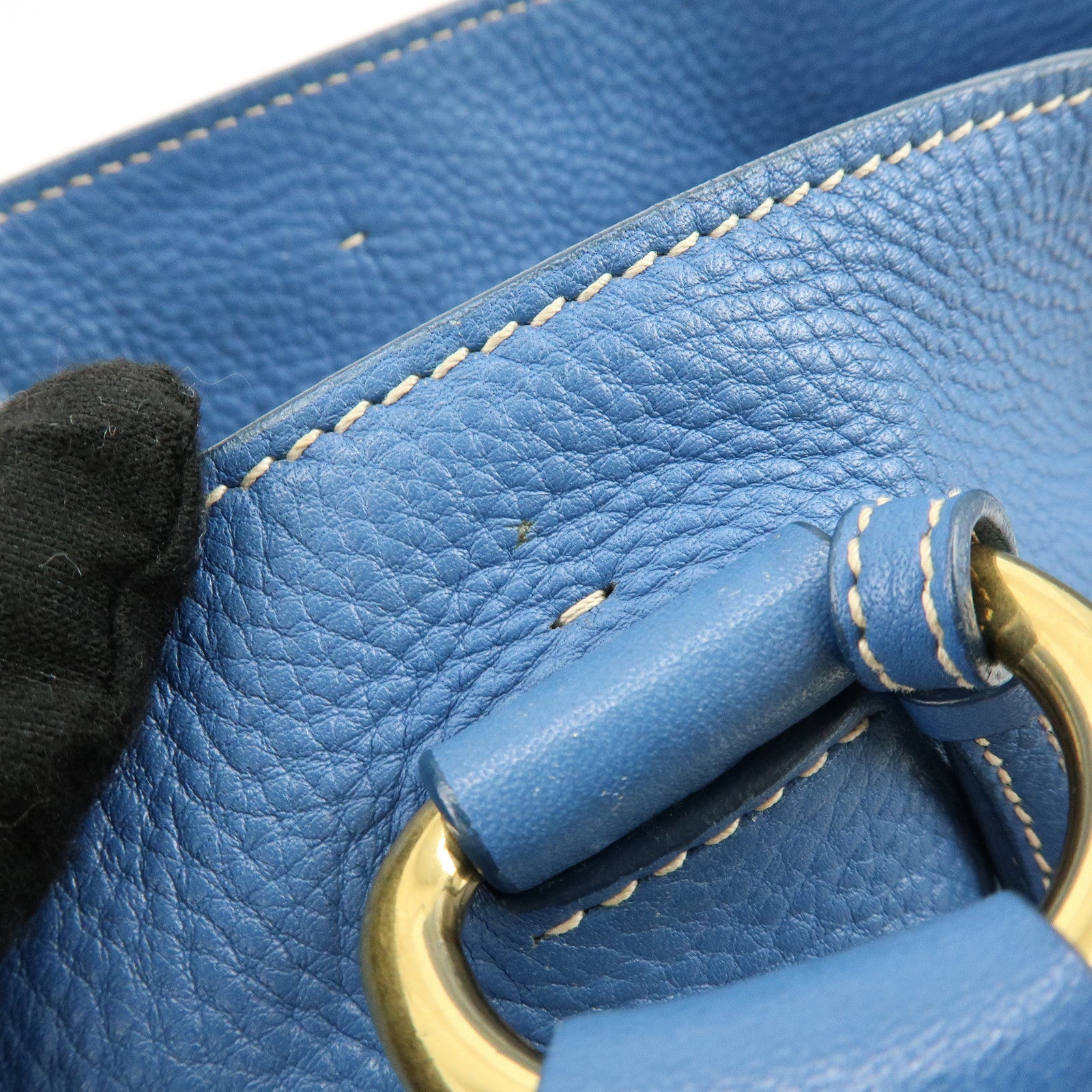 PRADA Leather 2Way Tote Bag Shoulder Bag Hand Bag Blue BN1713